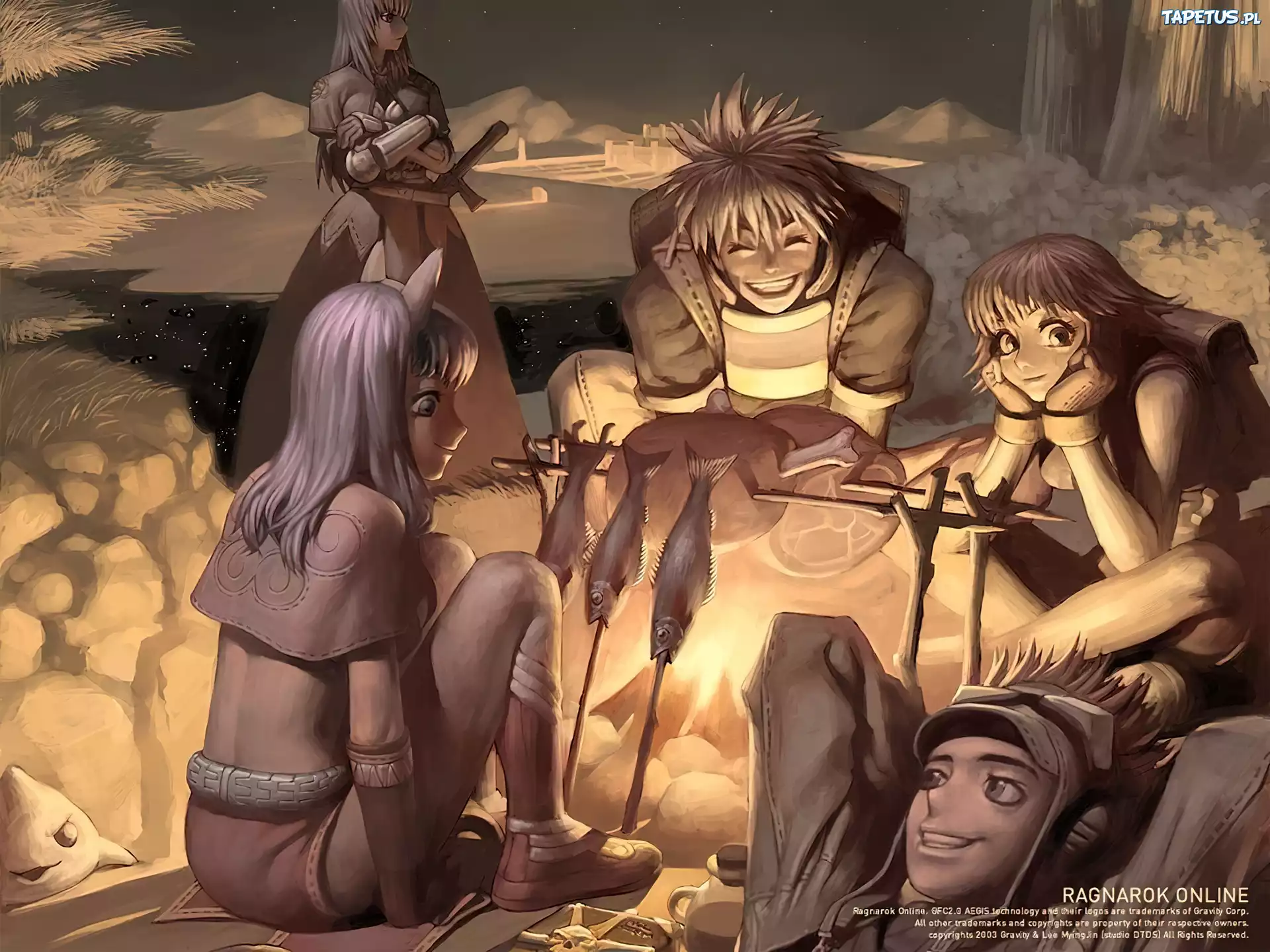 Ragnarok, ryby, ognisko, ludzie