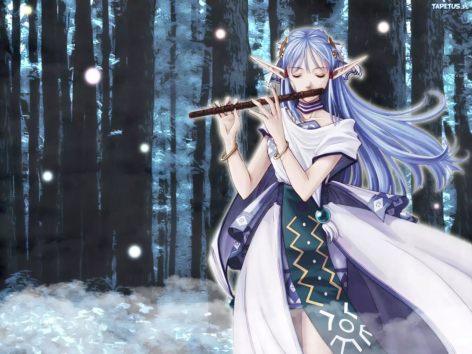Ys Vi The Ark Of Napishtim, postać, kobieta, elf, flet, grafika, manga
