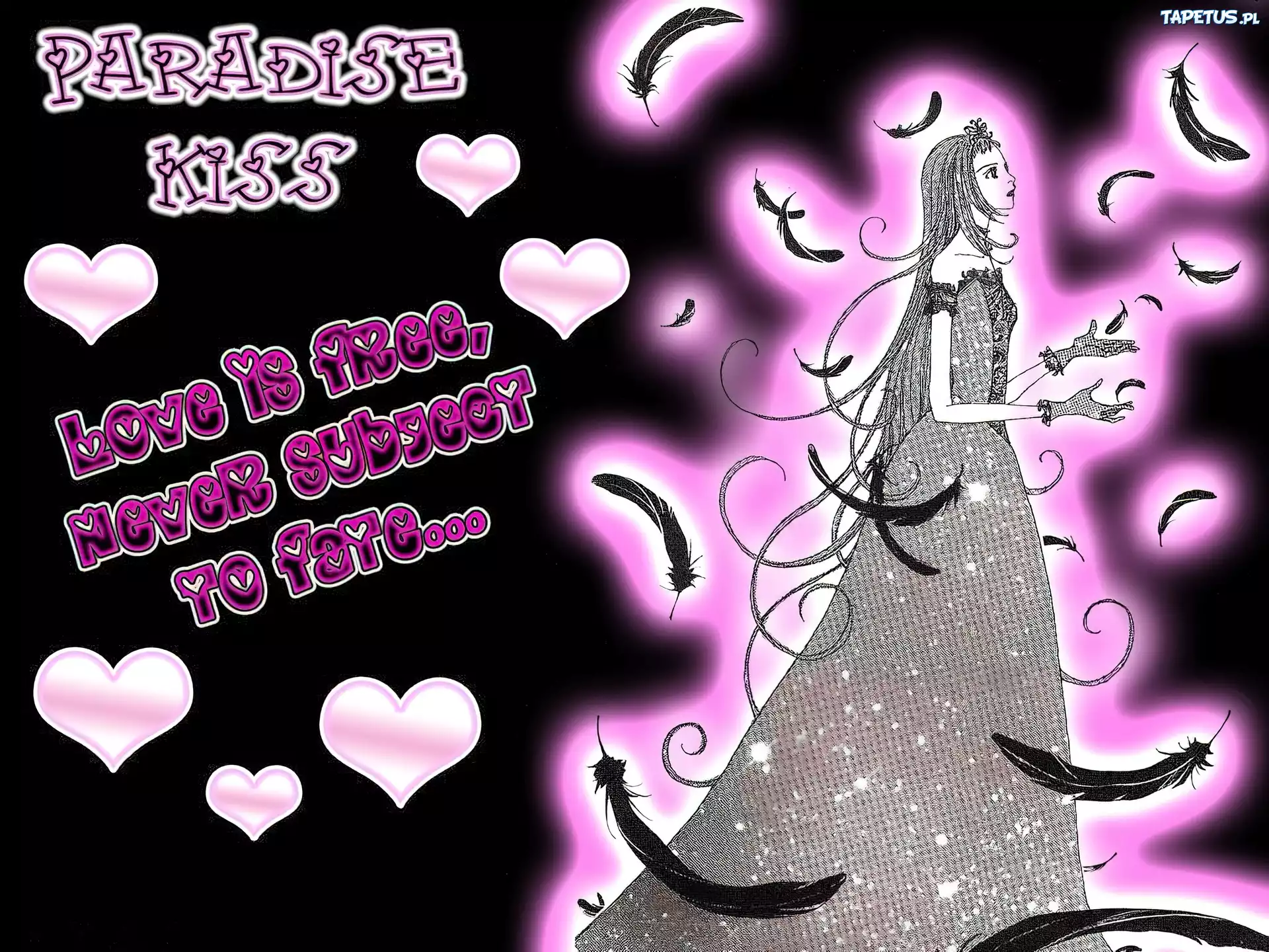 Paradise Kiss, kobieta, serca, pióra