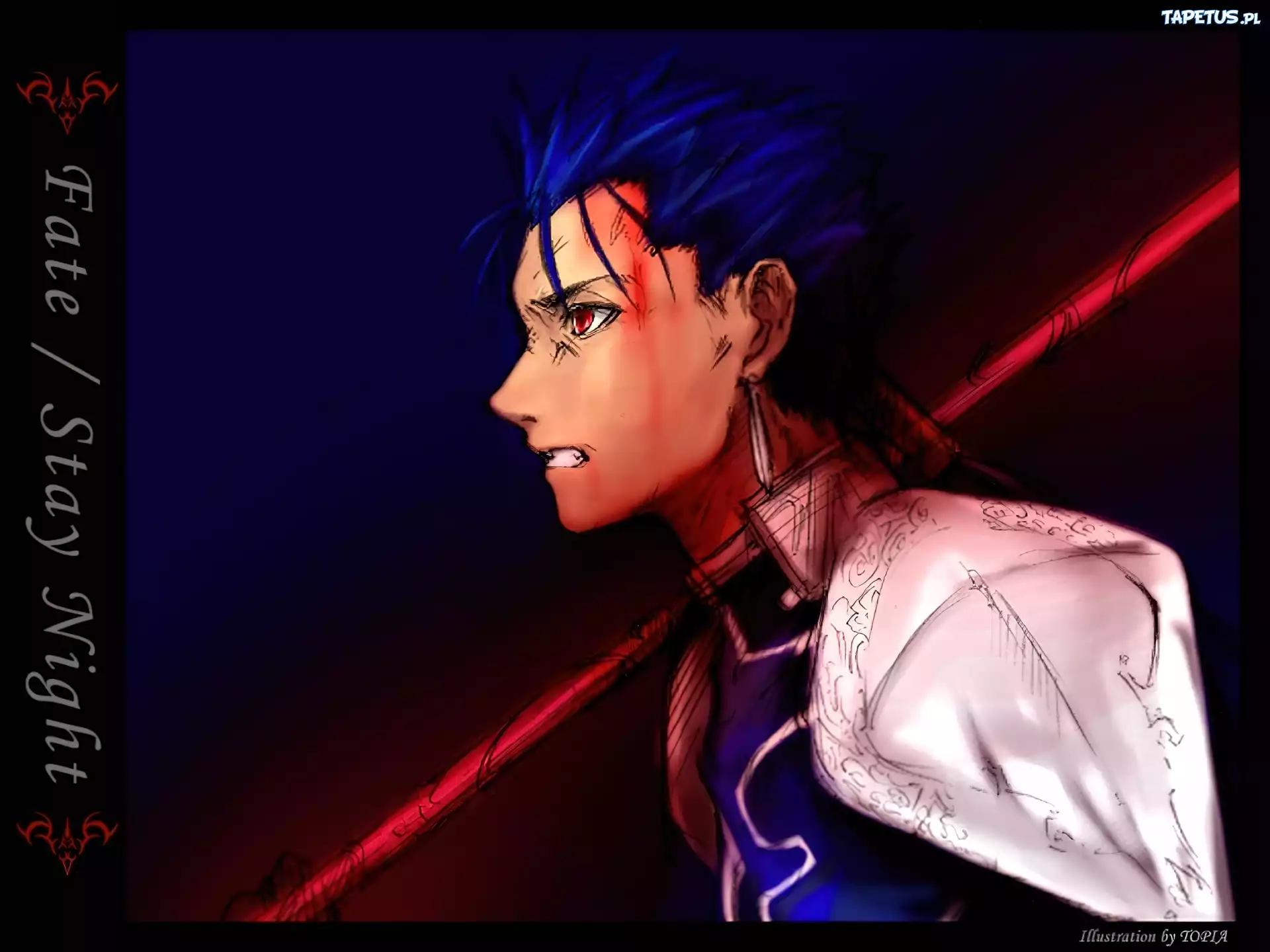 Fate Stay Night, facet, napisy , kij