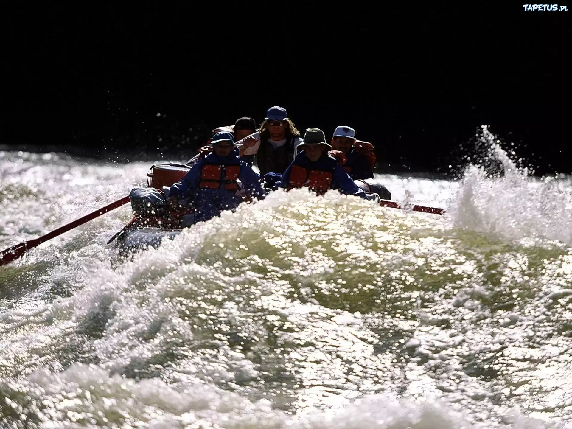 Rafting,spływ, rzeka, wiosła , fale