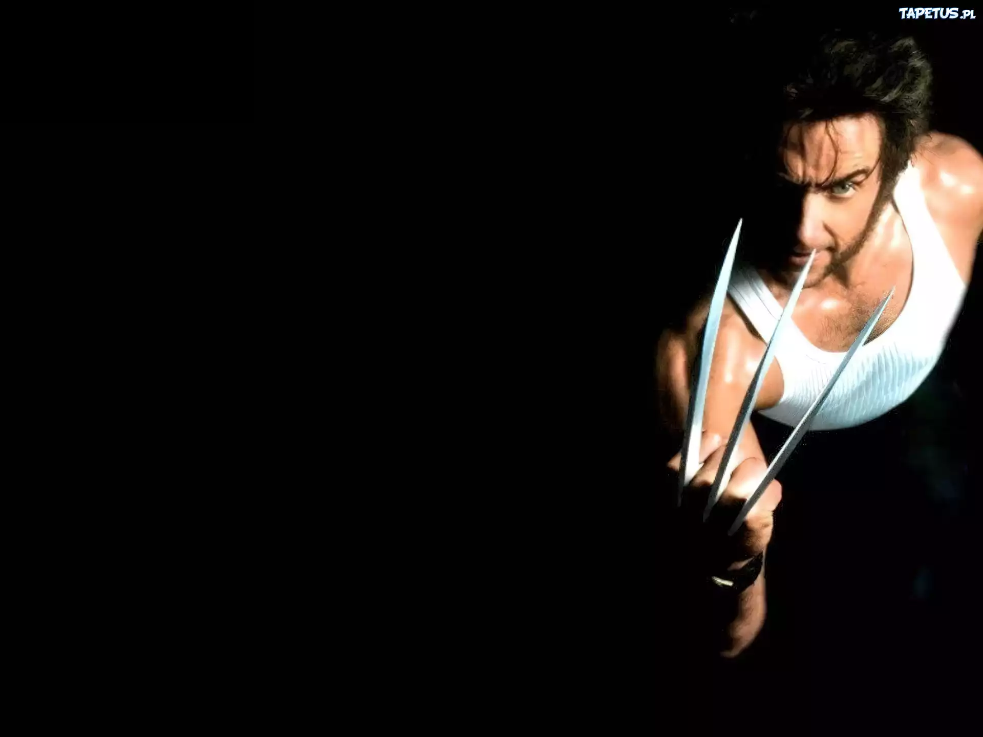 Hugh Jackman,biała koszulka