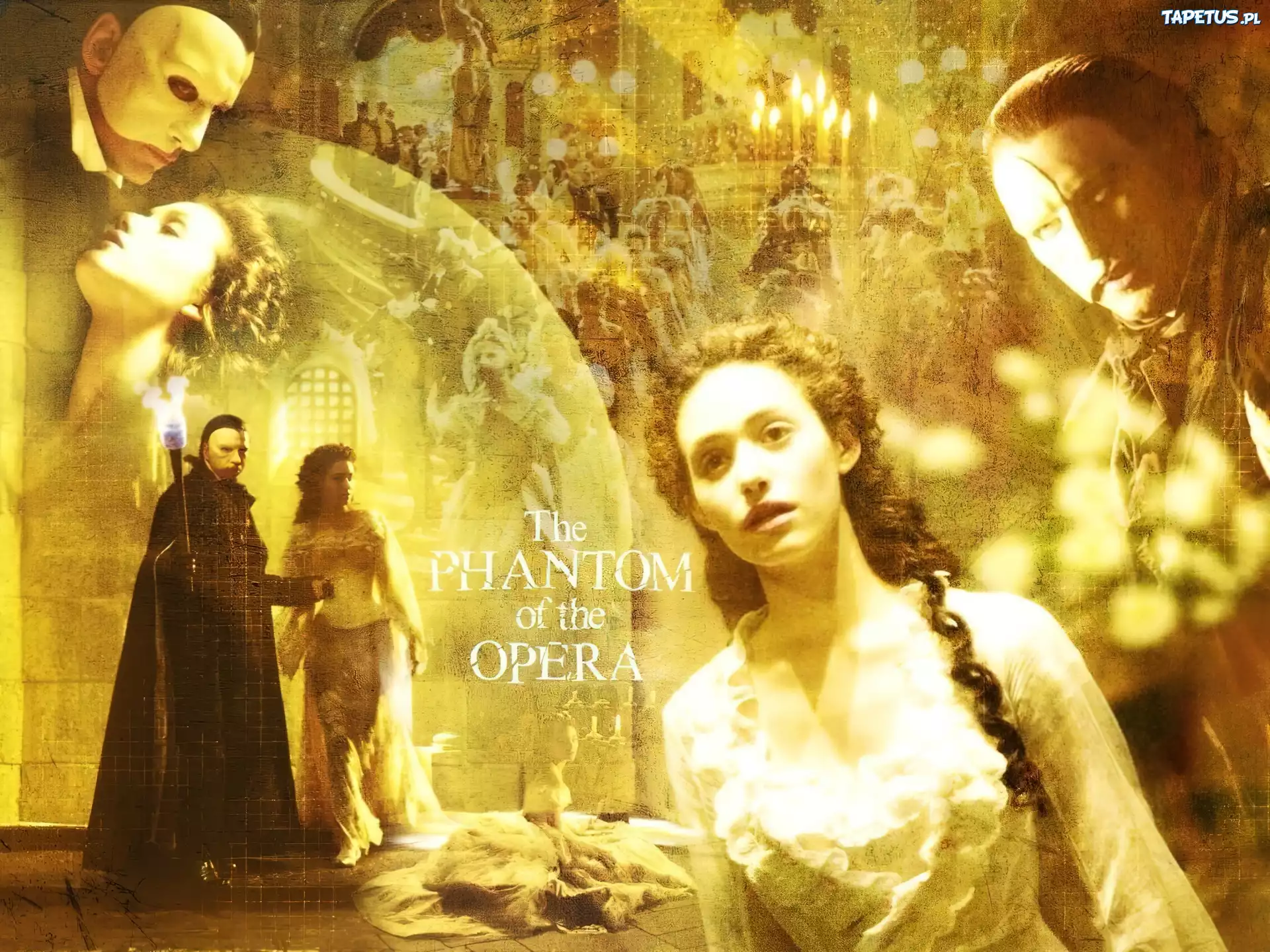 Phantom Of The Opera, Gerard Butler, biała, maska, Emmy Rossum