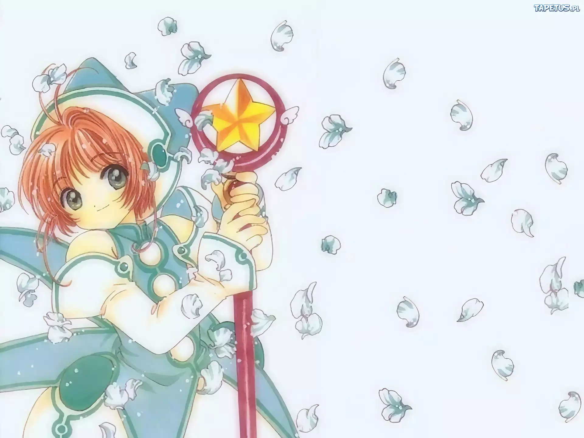 Cardcaptor Sakura, kwiatki, dziewczyna, kij