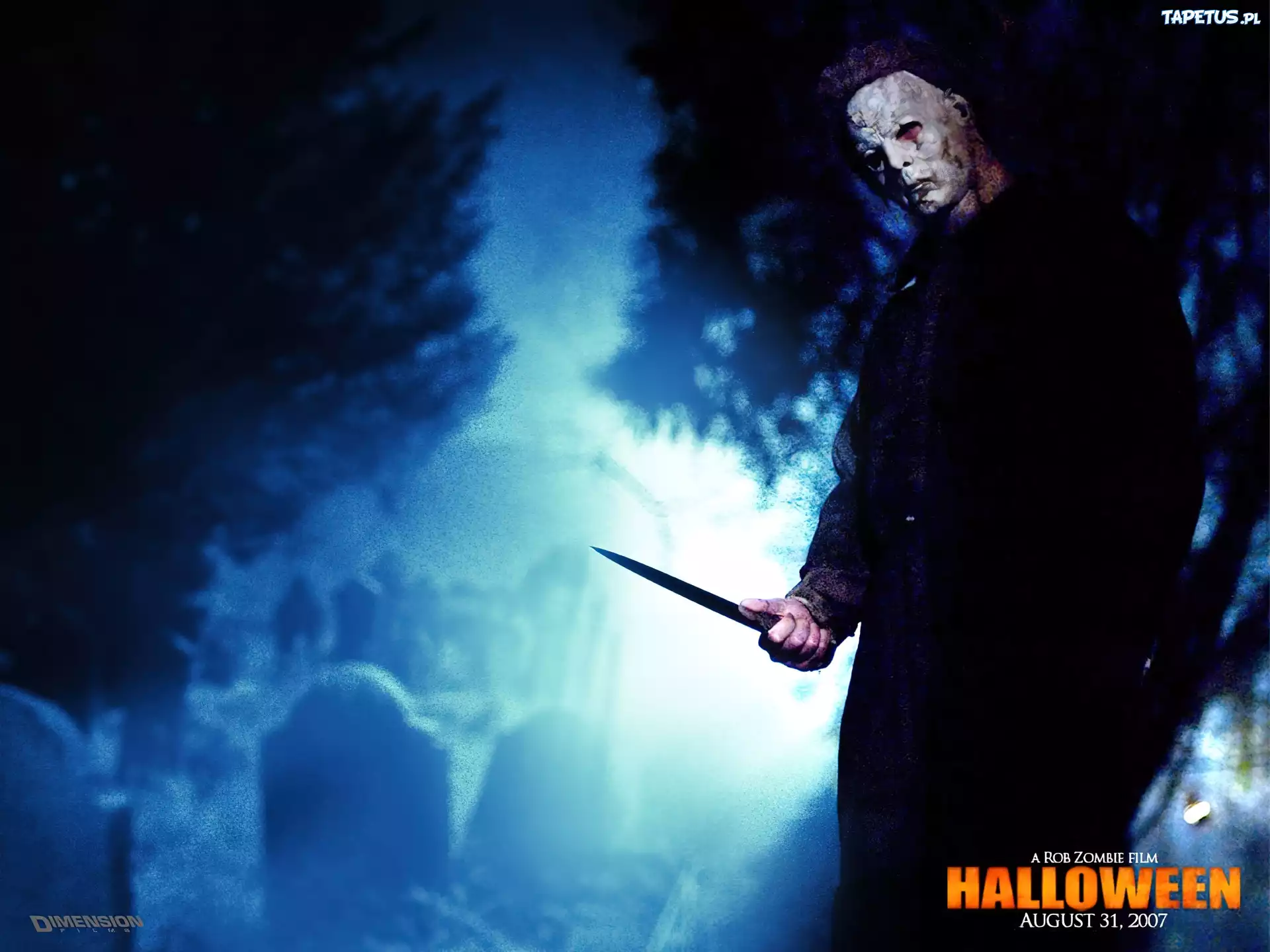 Halloween, zombie, cmentarz, nóż