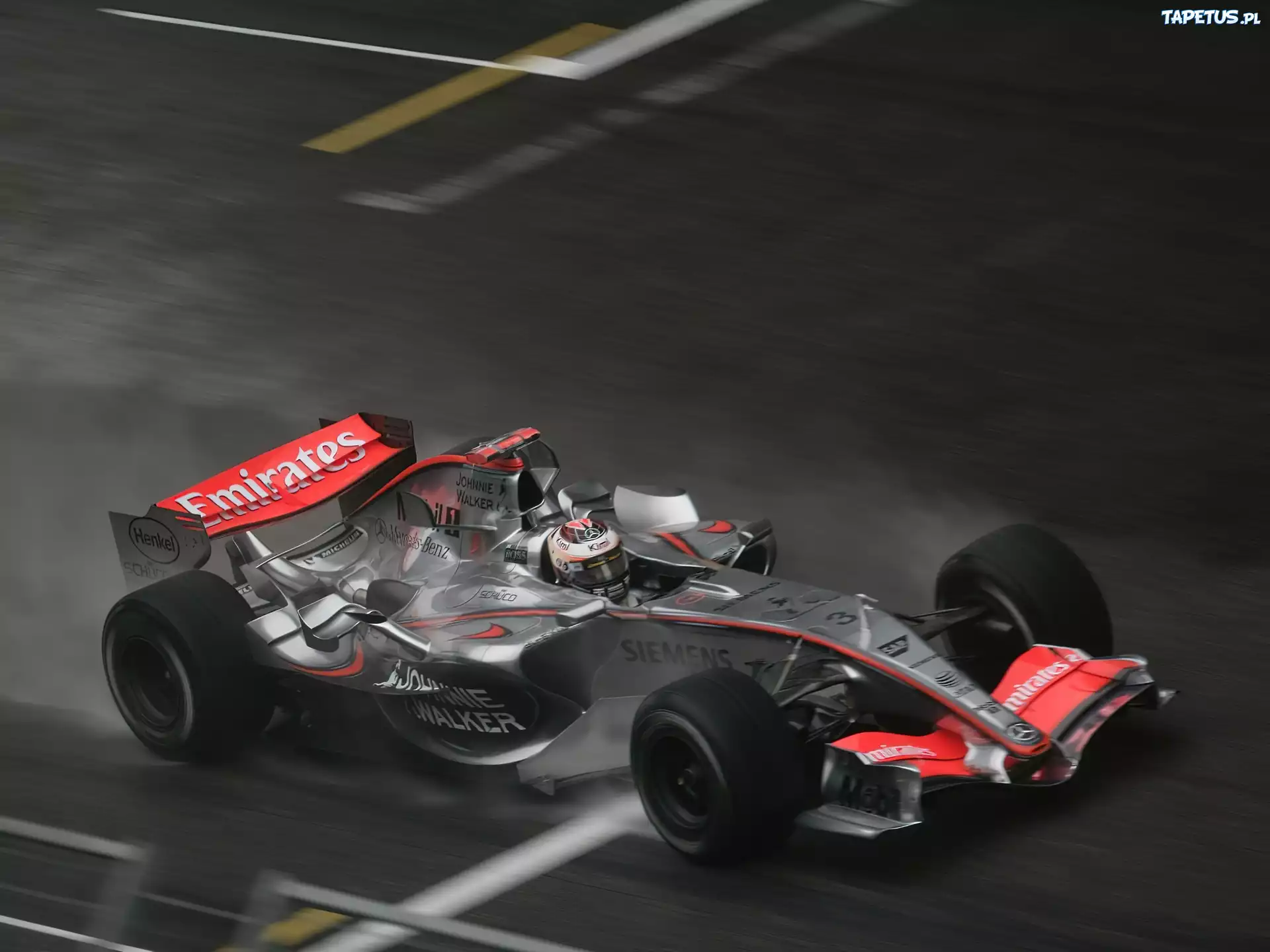 Formuła 1,bolid,opony, kask , koła, spojler