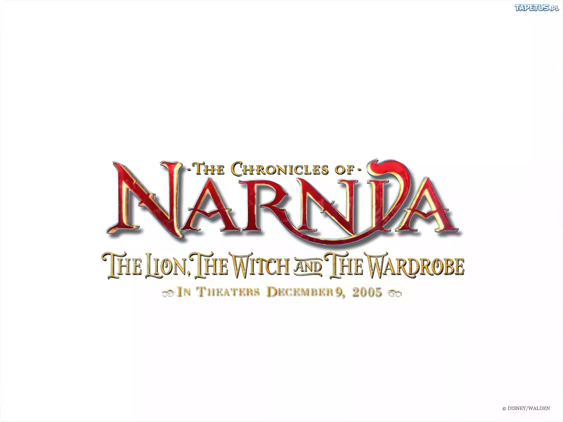 The Chronicles Of Narnia, białe tło, napis