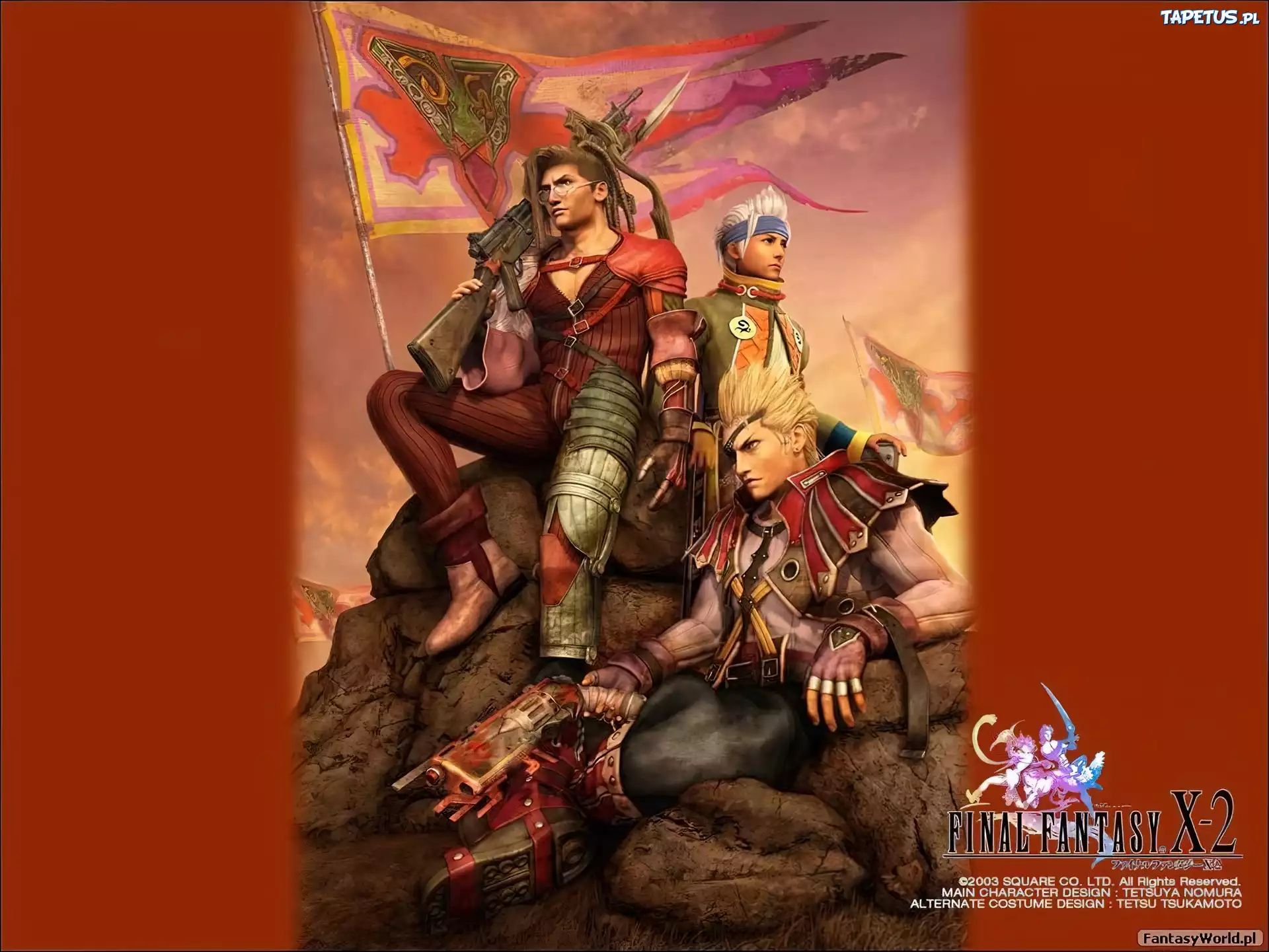 Final Fantasy, postacie, skała, proporzec, flaga, broń