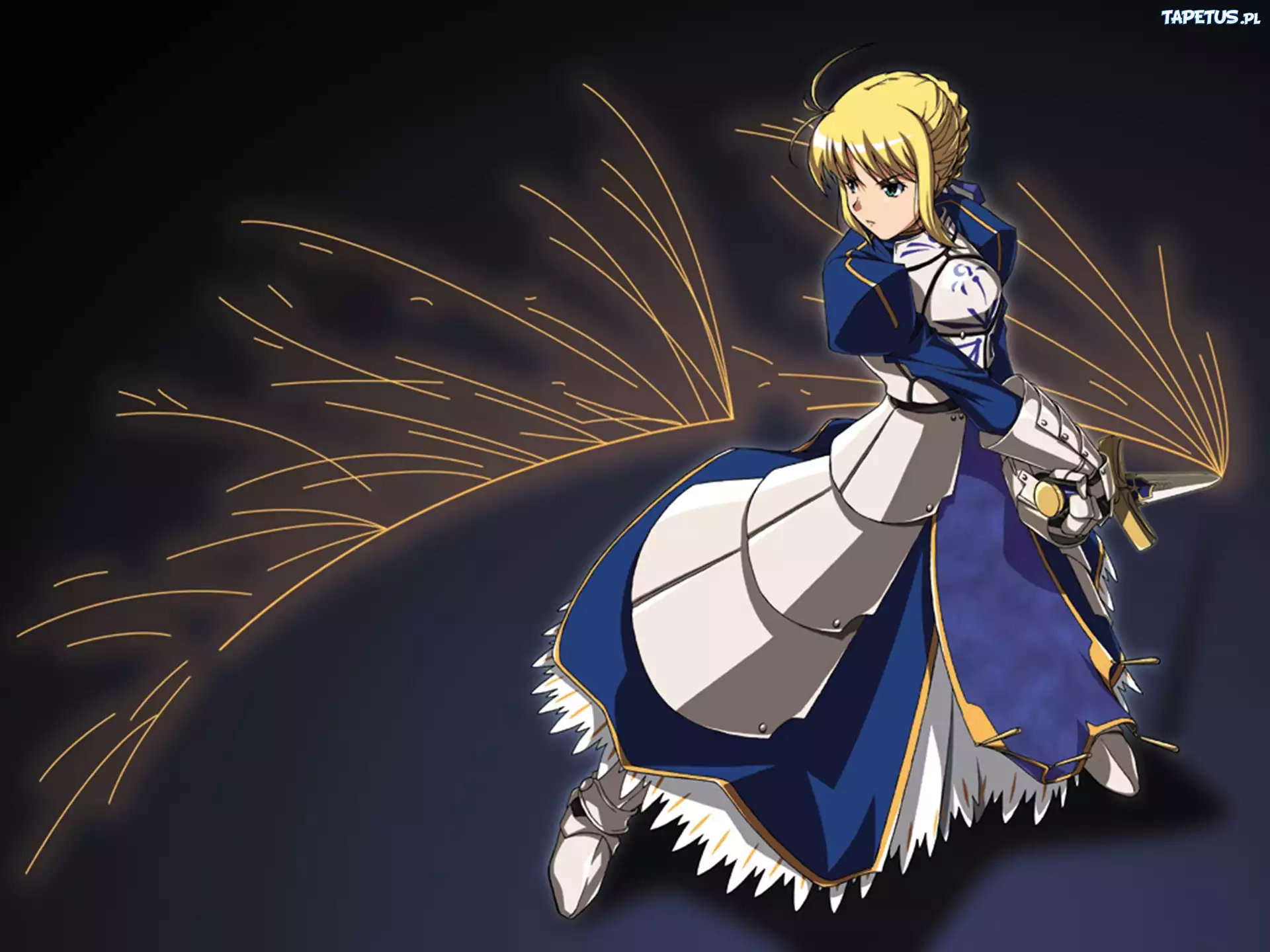Fate Stay Night, dziewczyna, miecz, suknia