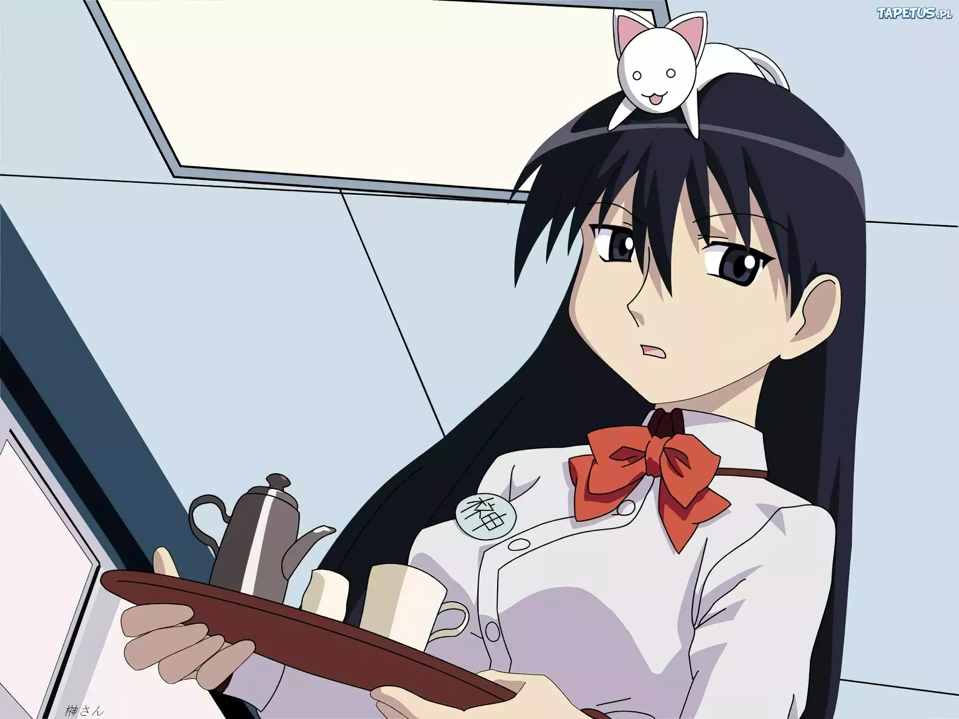 Azumanga Daioh, kobieta, kelnerka, tacka