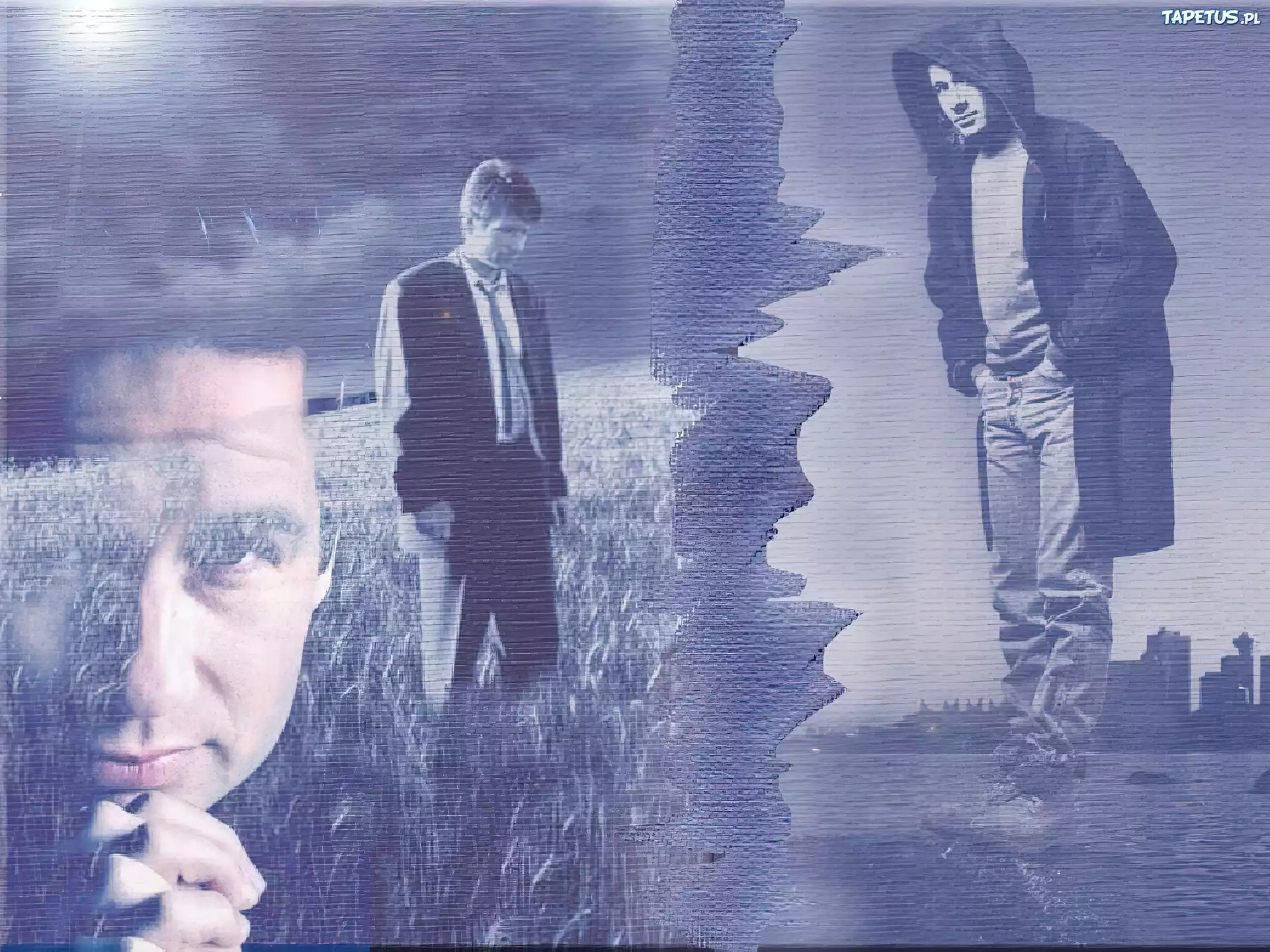 David Duchovny,płaszcz, kaptur