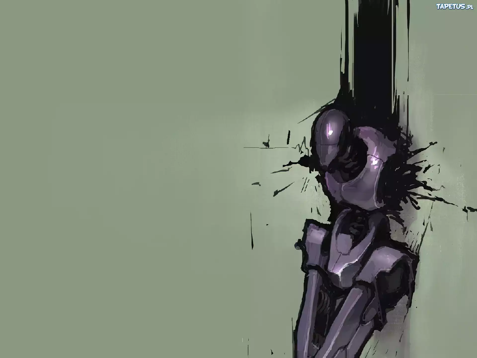 3D, Wektorowa,fioletowy, robot