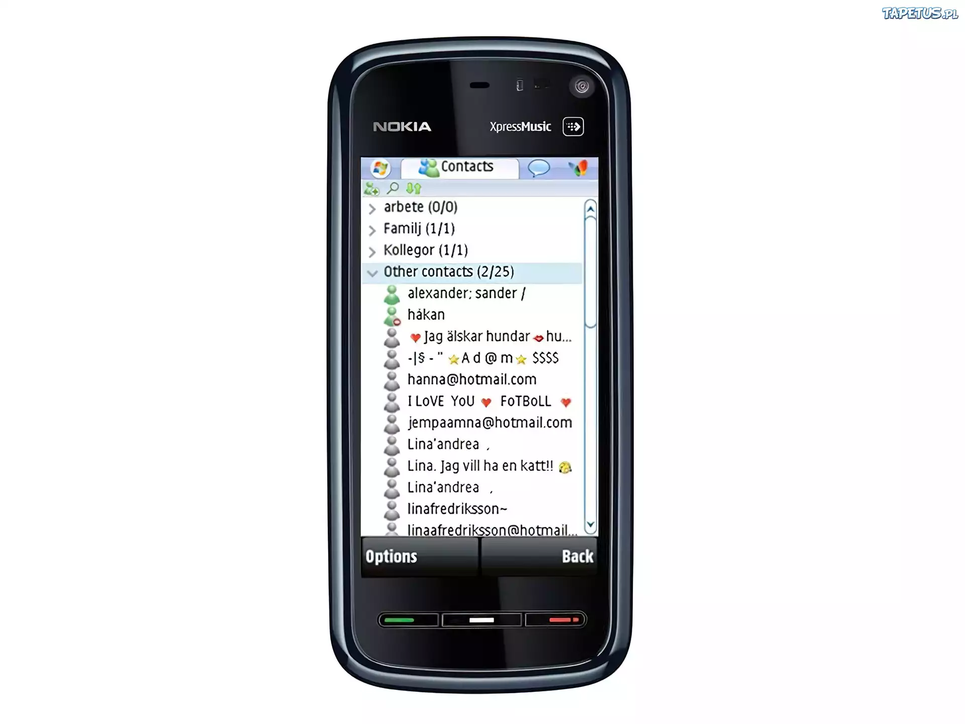 Nokia 5800 XpressMusic, Czarna, Ekran