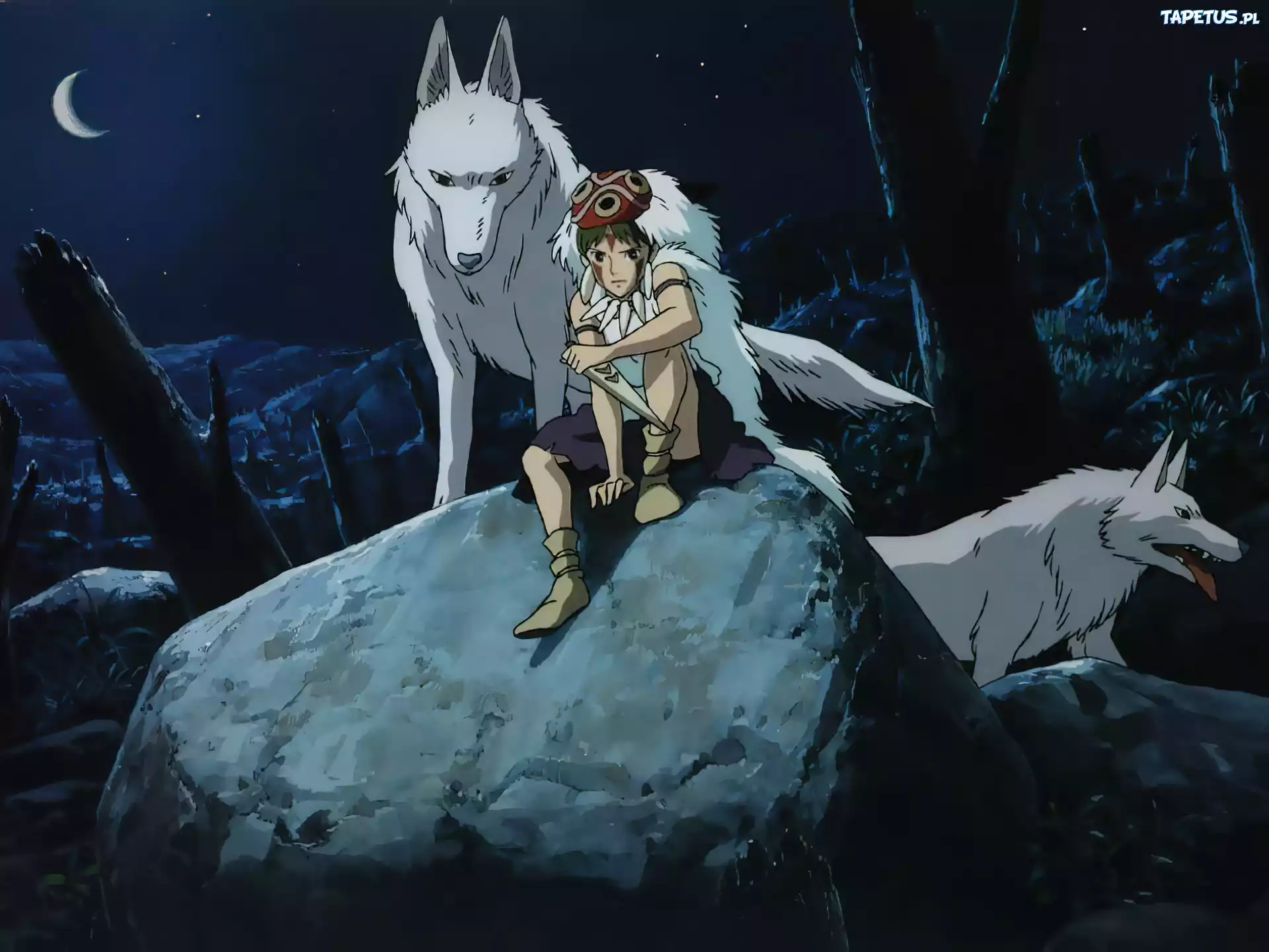 Mononoke Hime, wilki, księżyc