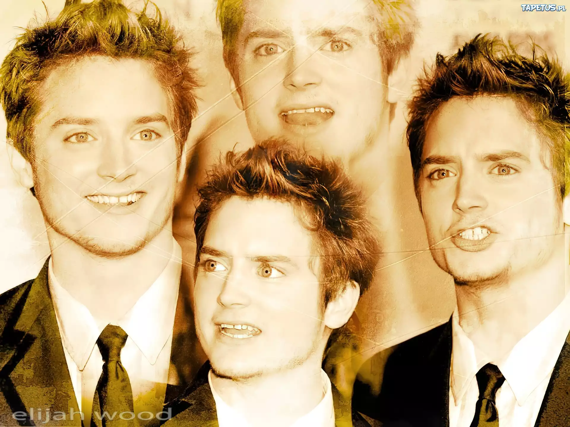 Elijah Wood,uśmiech, krawat