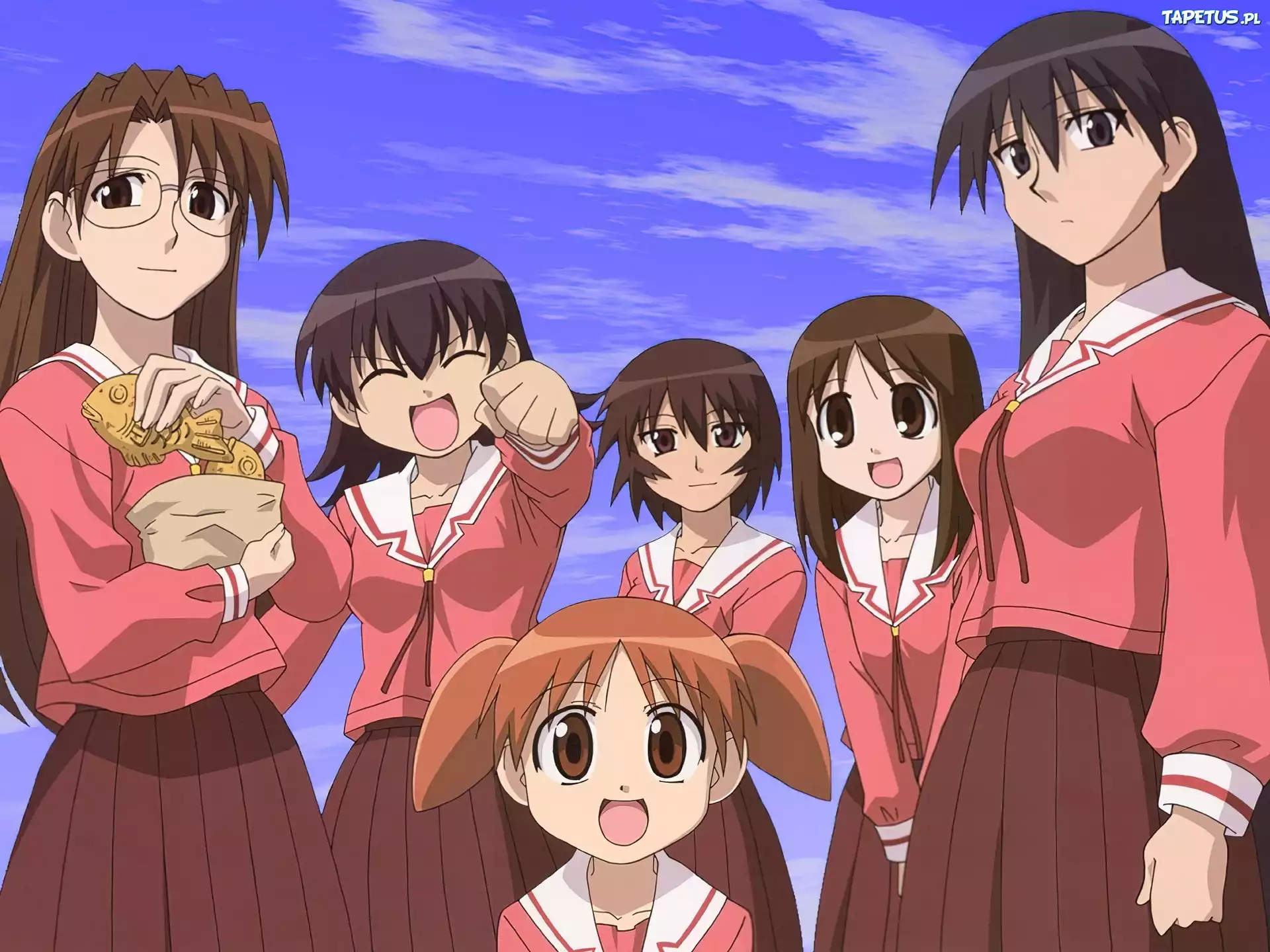 Azumanga Daioh, dziewczyny, rybka, mundurki