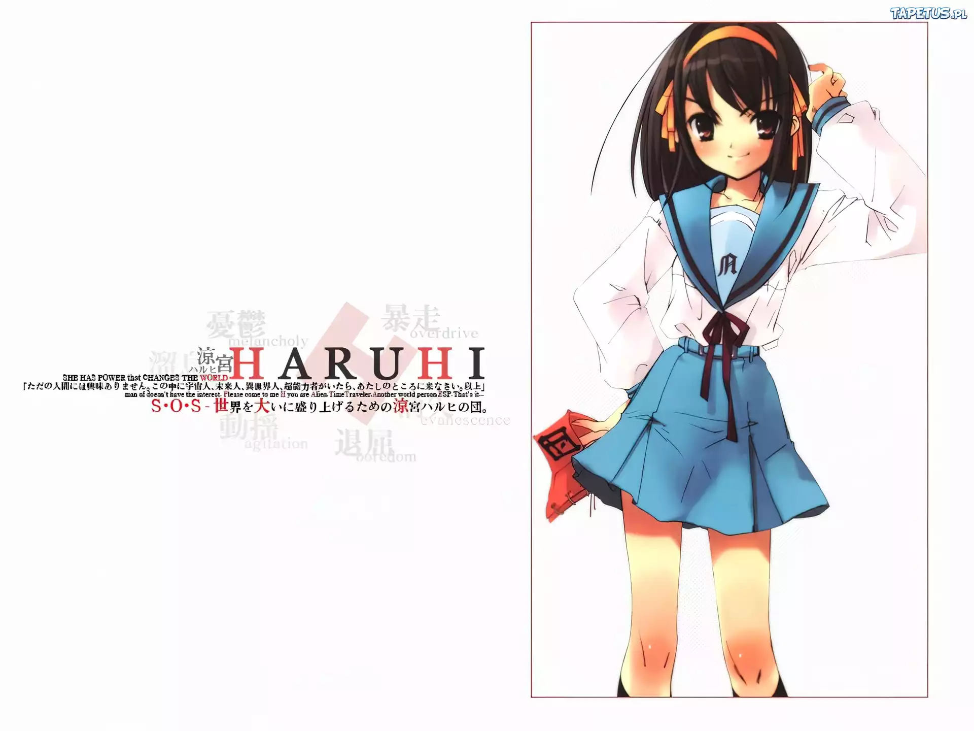 Suzumiya Haruhi No Yuuutsu, dziewczyna, niebieska spódniczka
