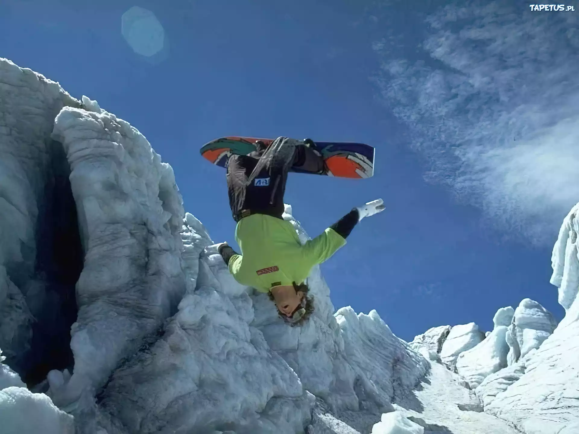 Snowbording, Zima,deska, snowboardzista, śnieg