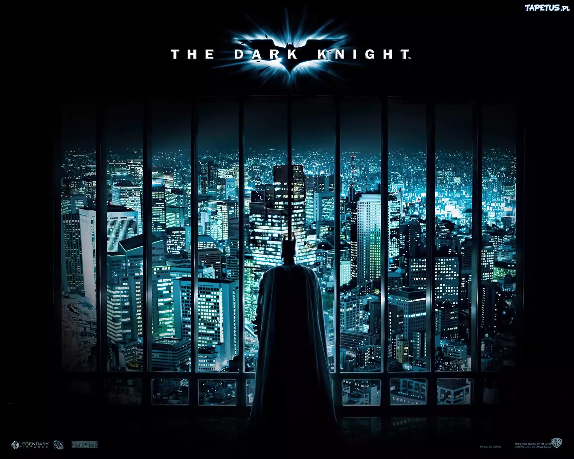 Batman Dark Knight, wieżowce, kraty, batman