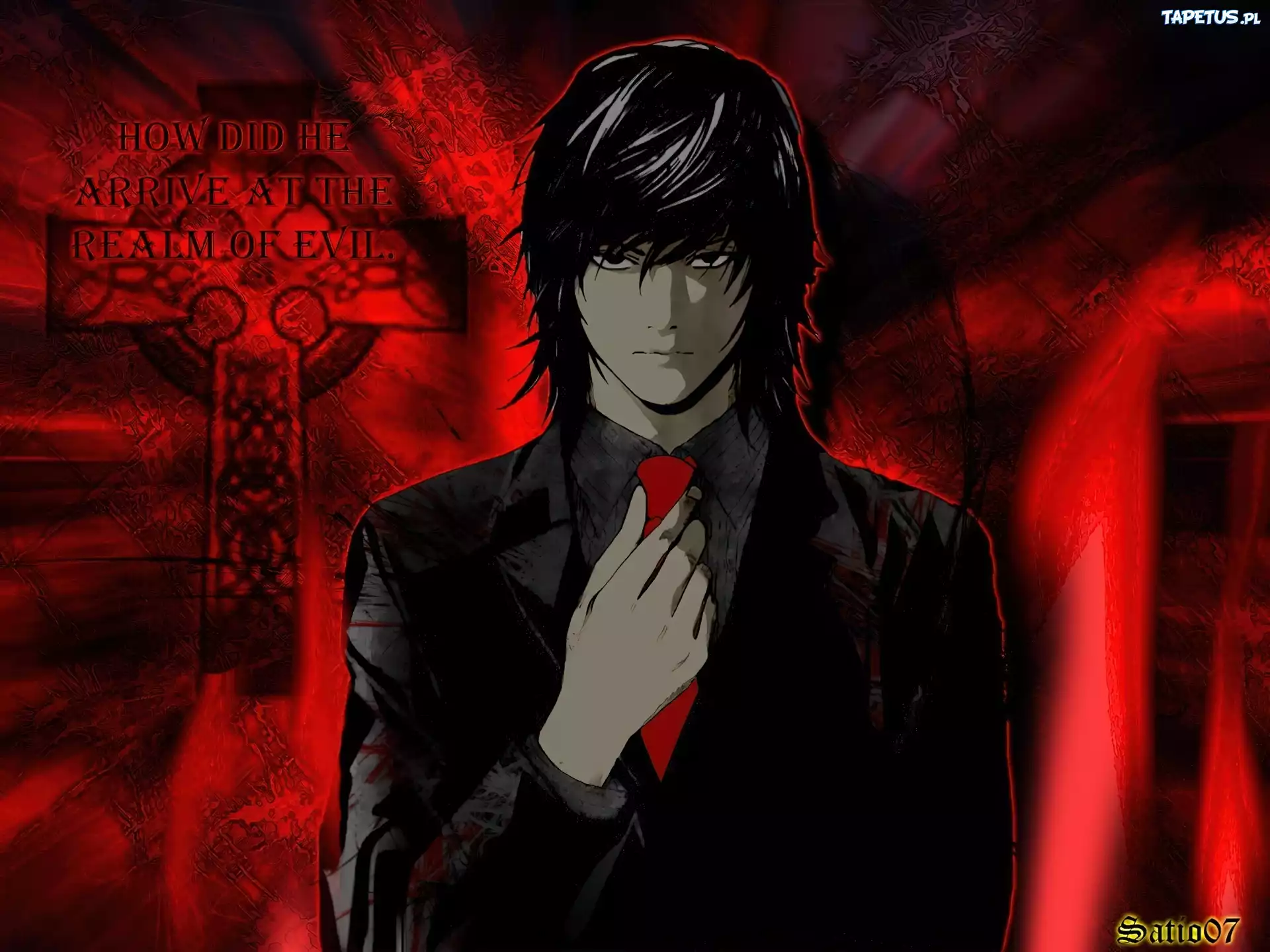 Death Note, krawat, elegancki, krzyż