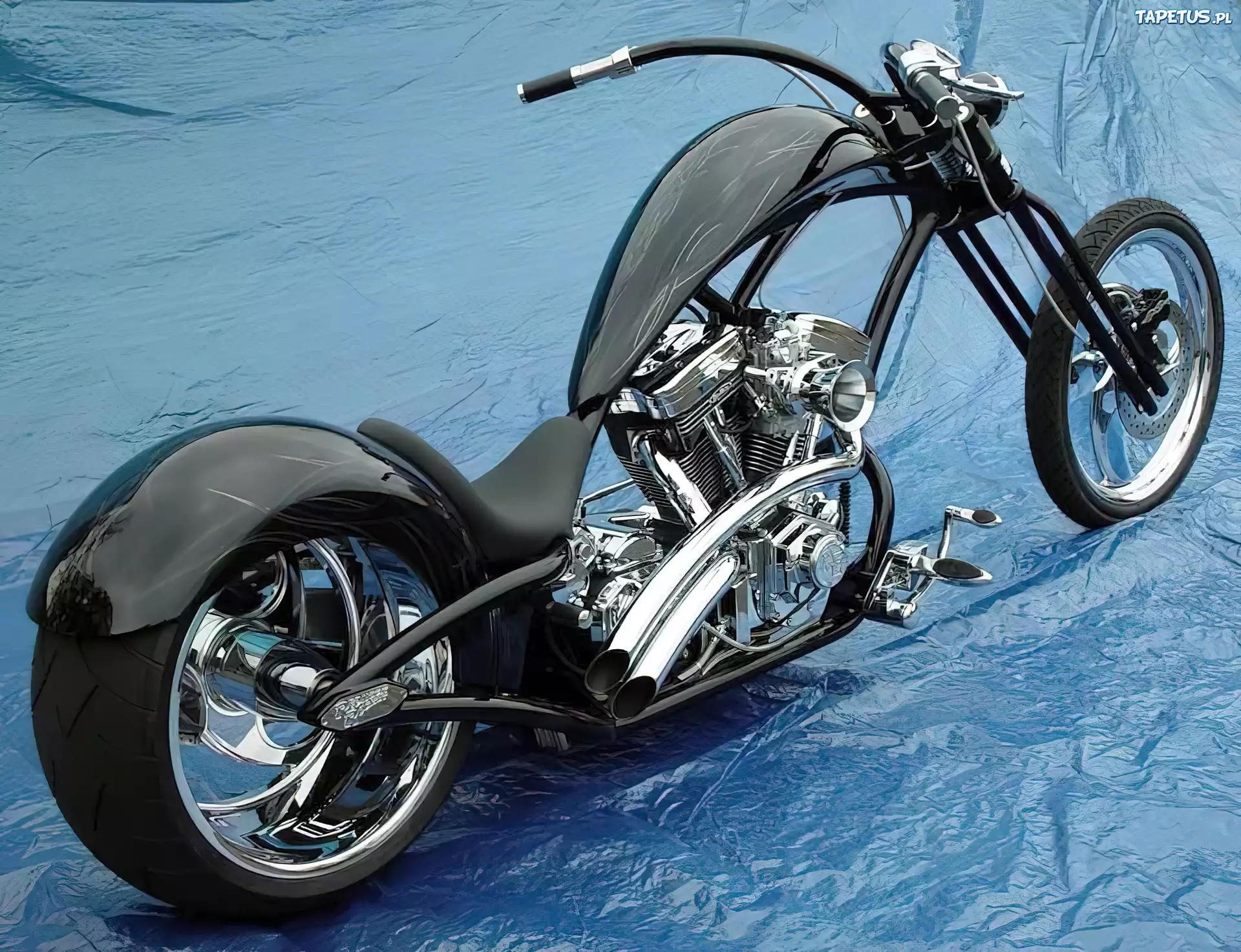Chopper, Cruiser,kierownica,lusterka,tłumik , siedzenie ,światła ,koła,opony ,czarny