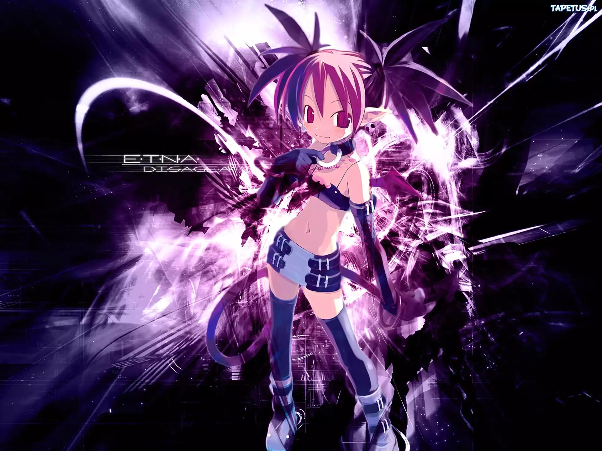 Disgaea, obroża, dziewczyna, brzuch