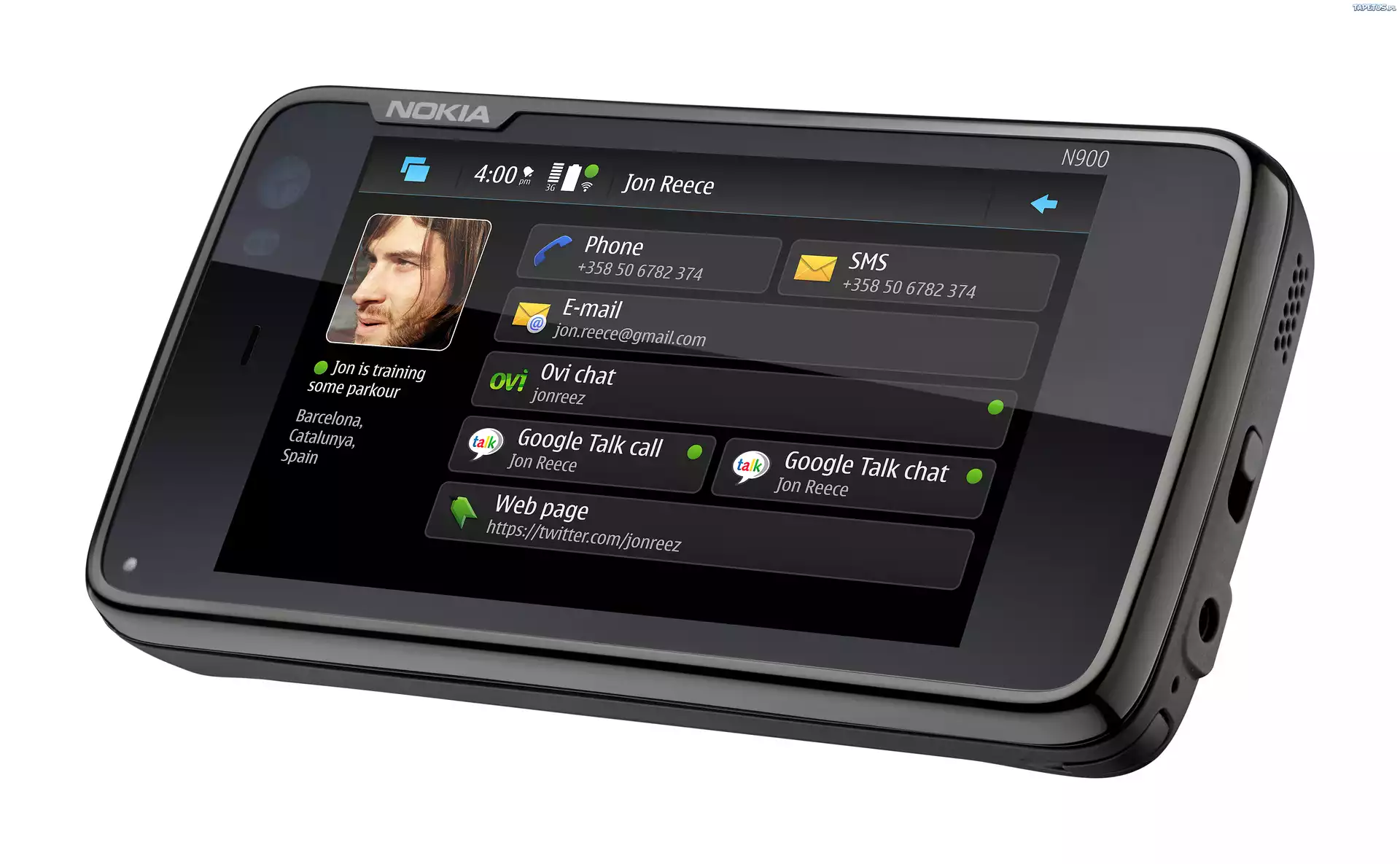 Nokia N900, Ekran,Czarny