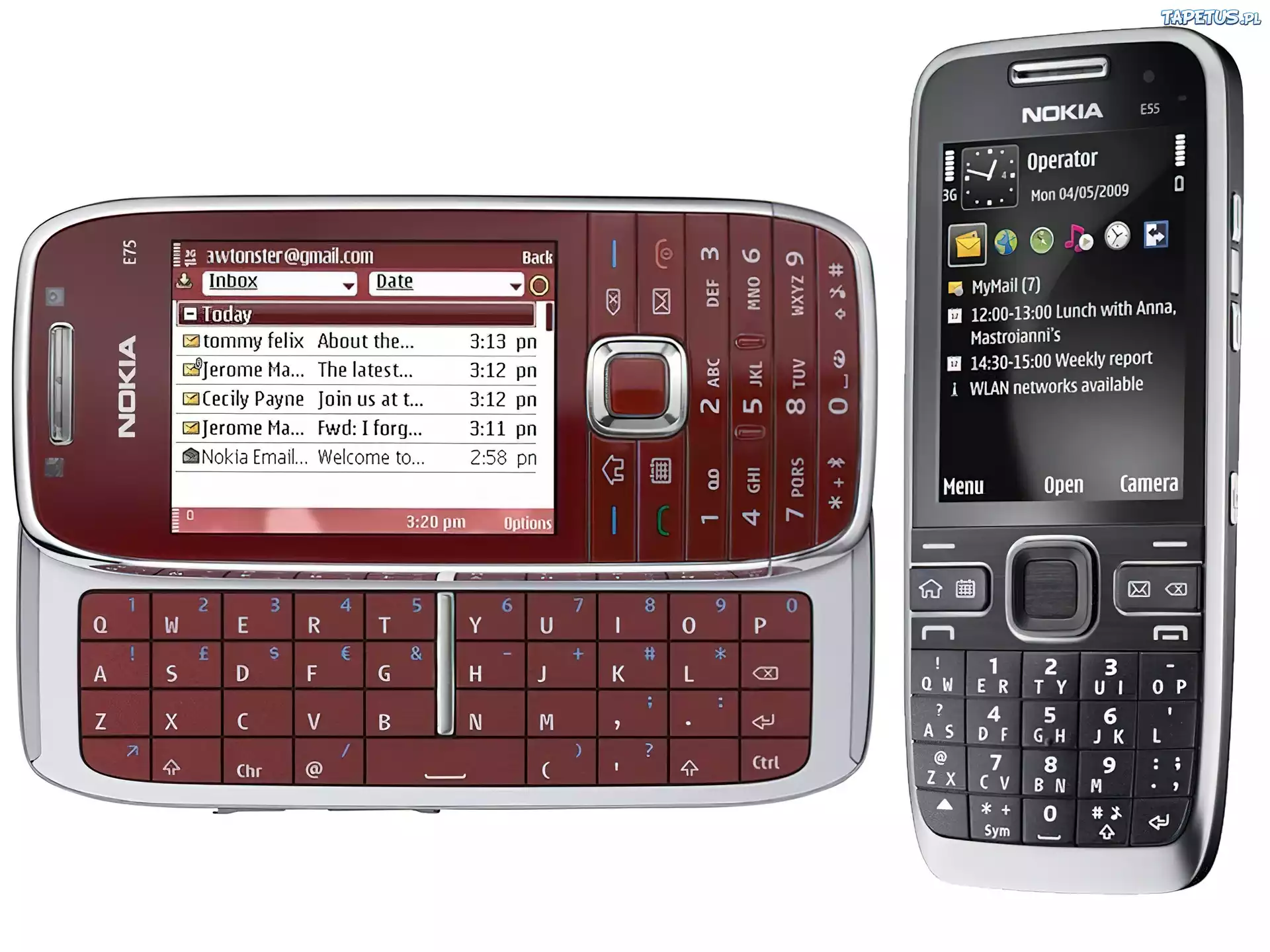Nokia E75, Wiśniowy, Nokia E55, Czarny Nokia E55