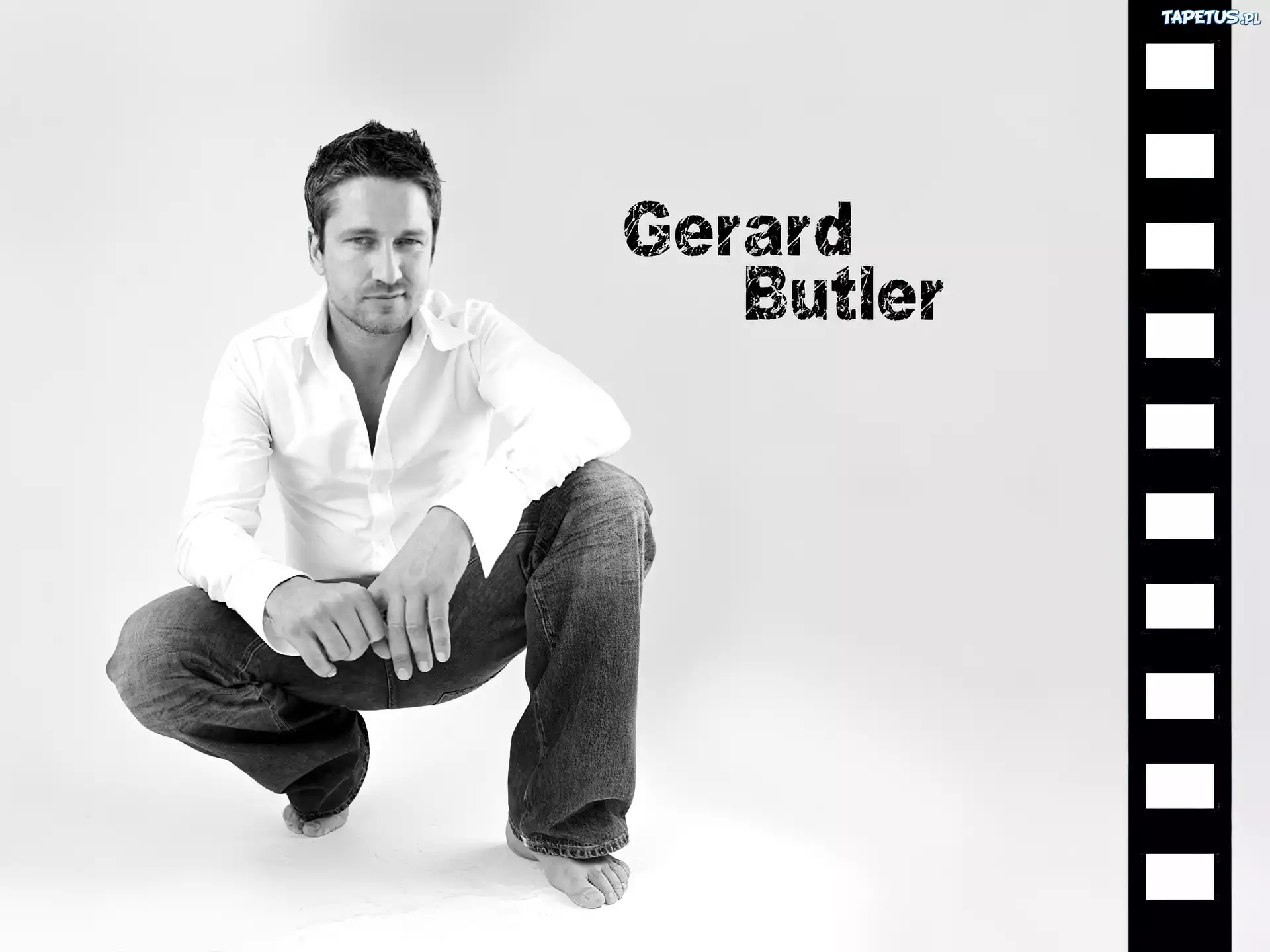 Gerard Butler,biała koszula