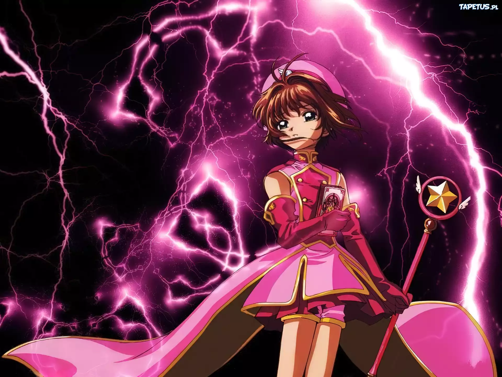 Cardcaptor Sakura, pioruny, dziewczyna, kij