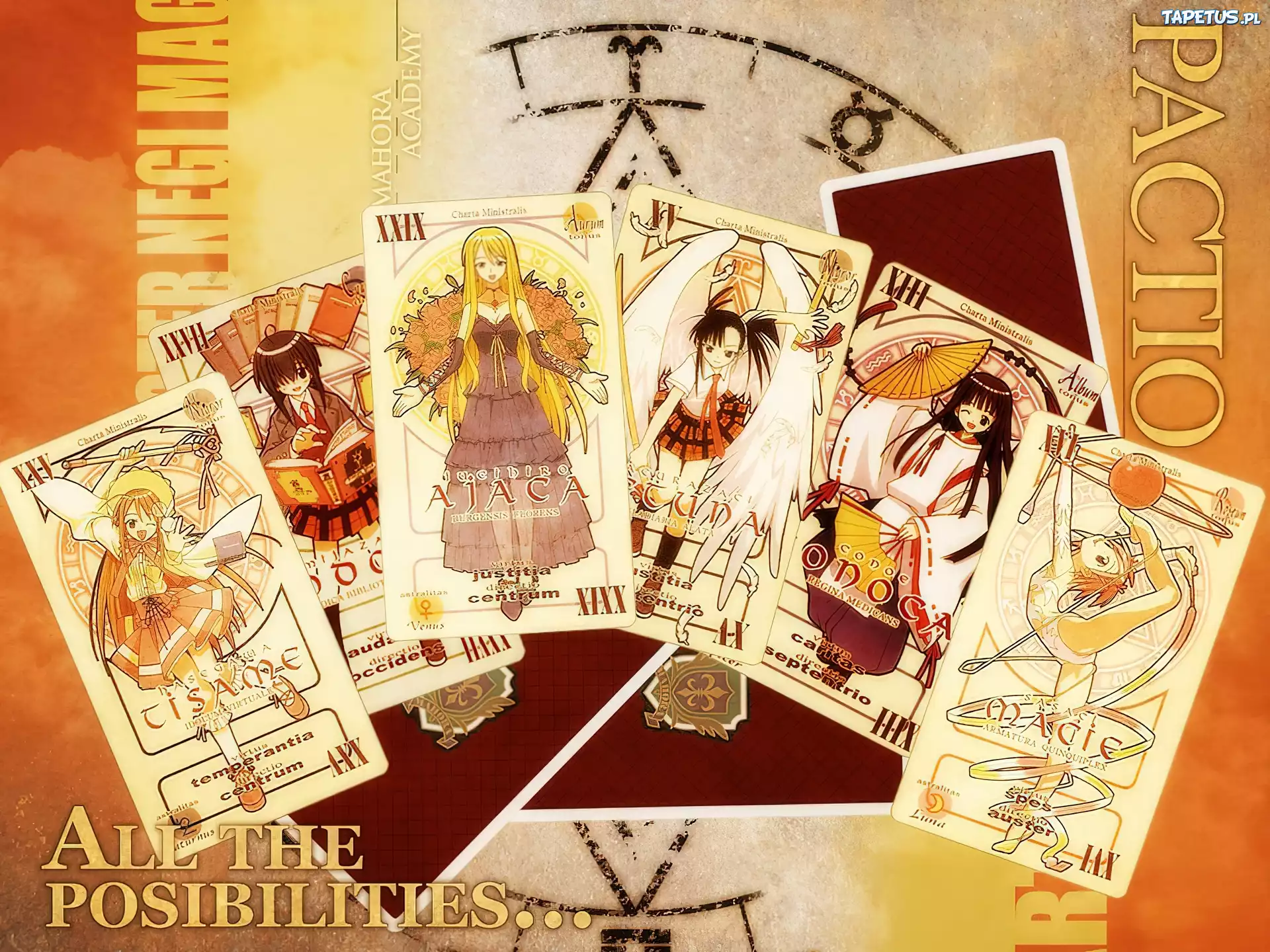 Mahou Sensei Negima, pactio, karty, ludzie