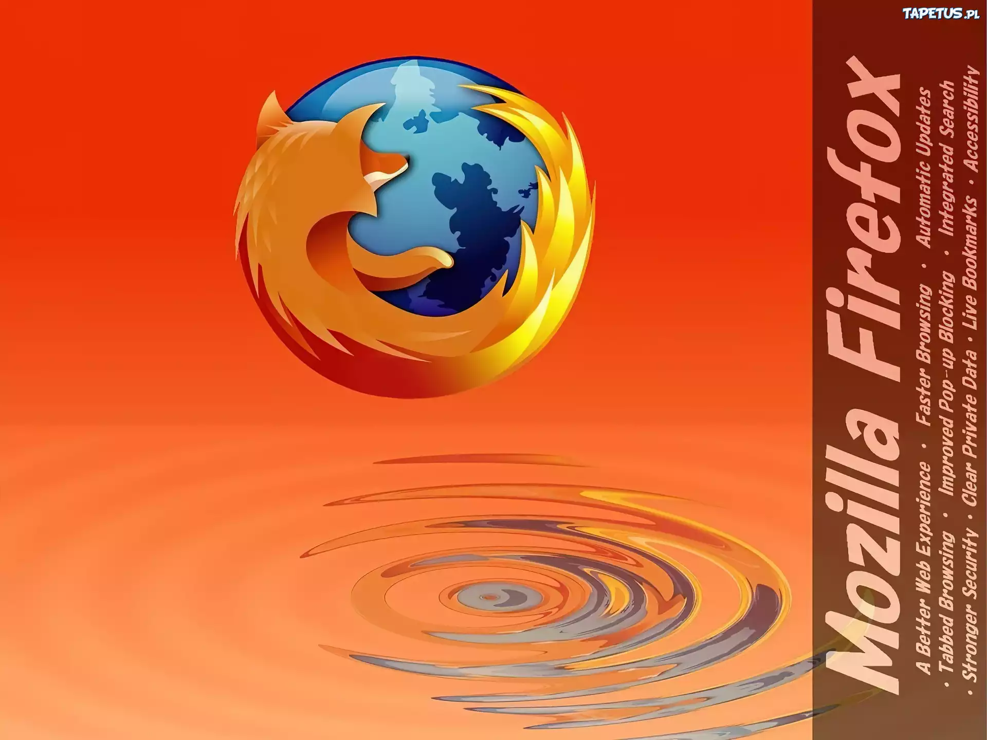 lis, grafika, kręgi, woda, ziemia, FireFox