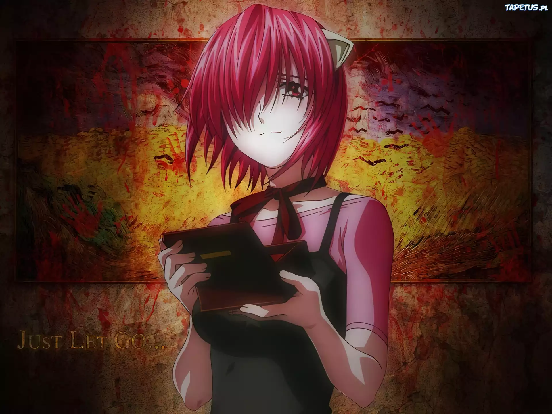 Elfen Lied, pudełko, ściana, smutna, dziewczynka