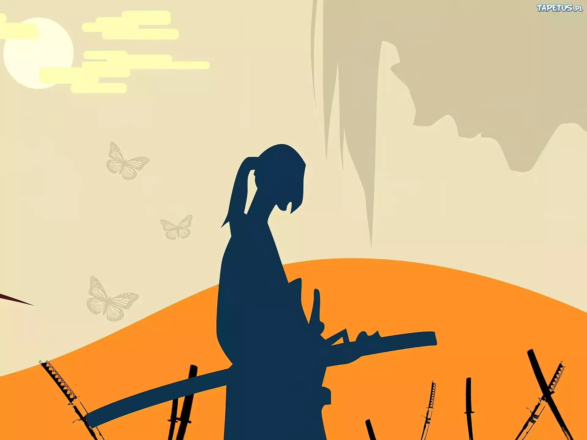 Samurai Champloo,cień, motylki