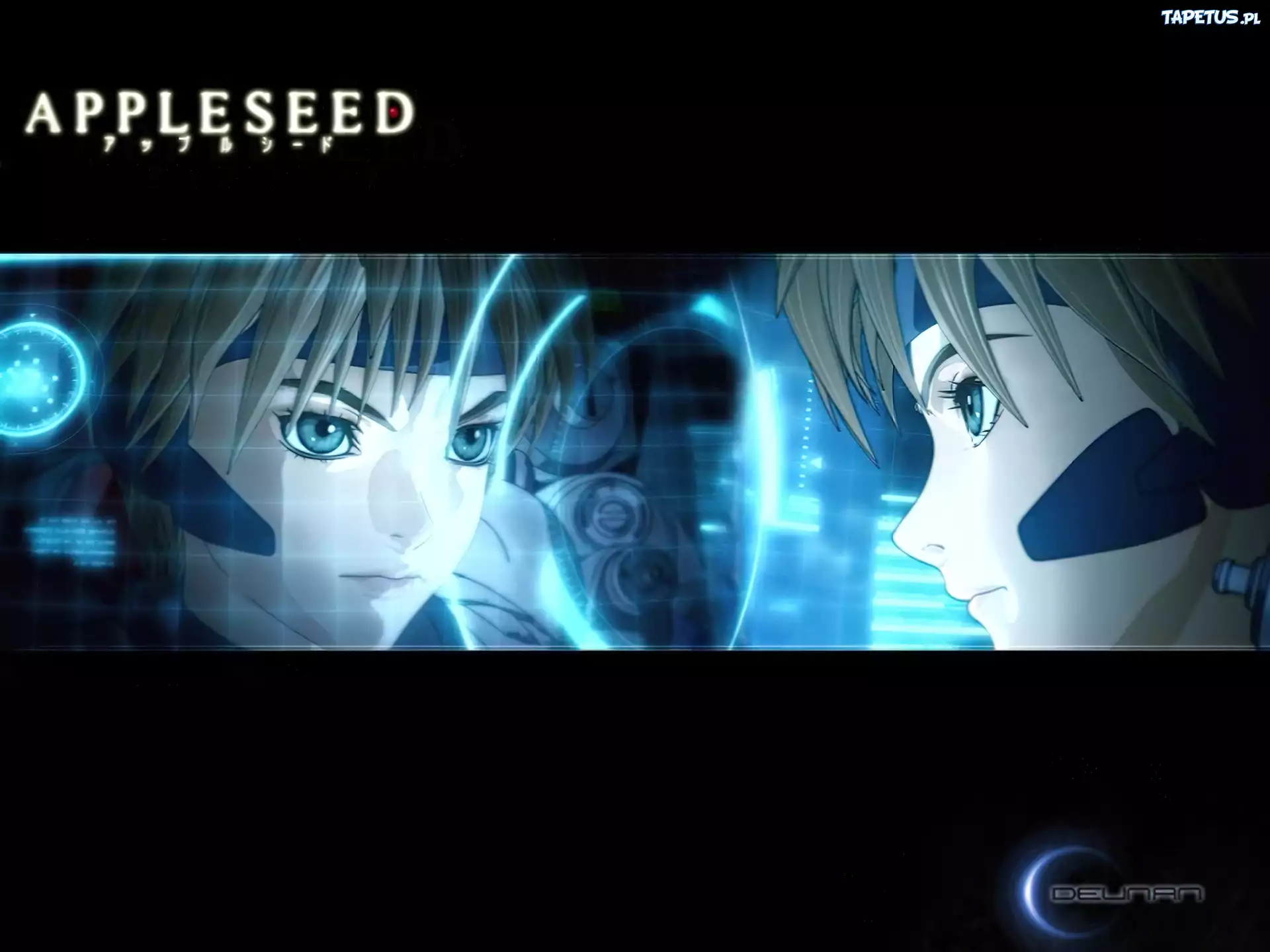 Appleseed, twarze, napis