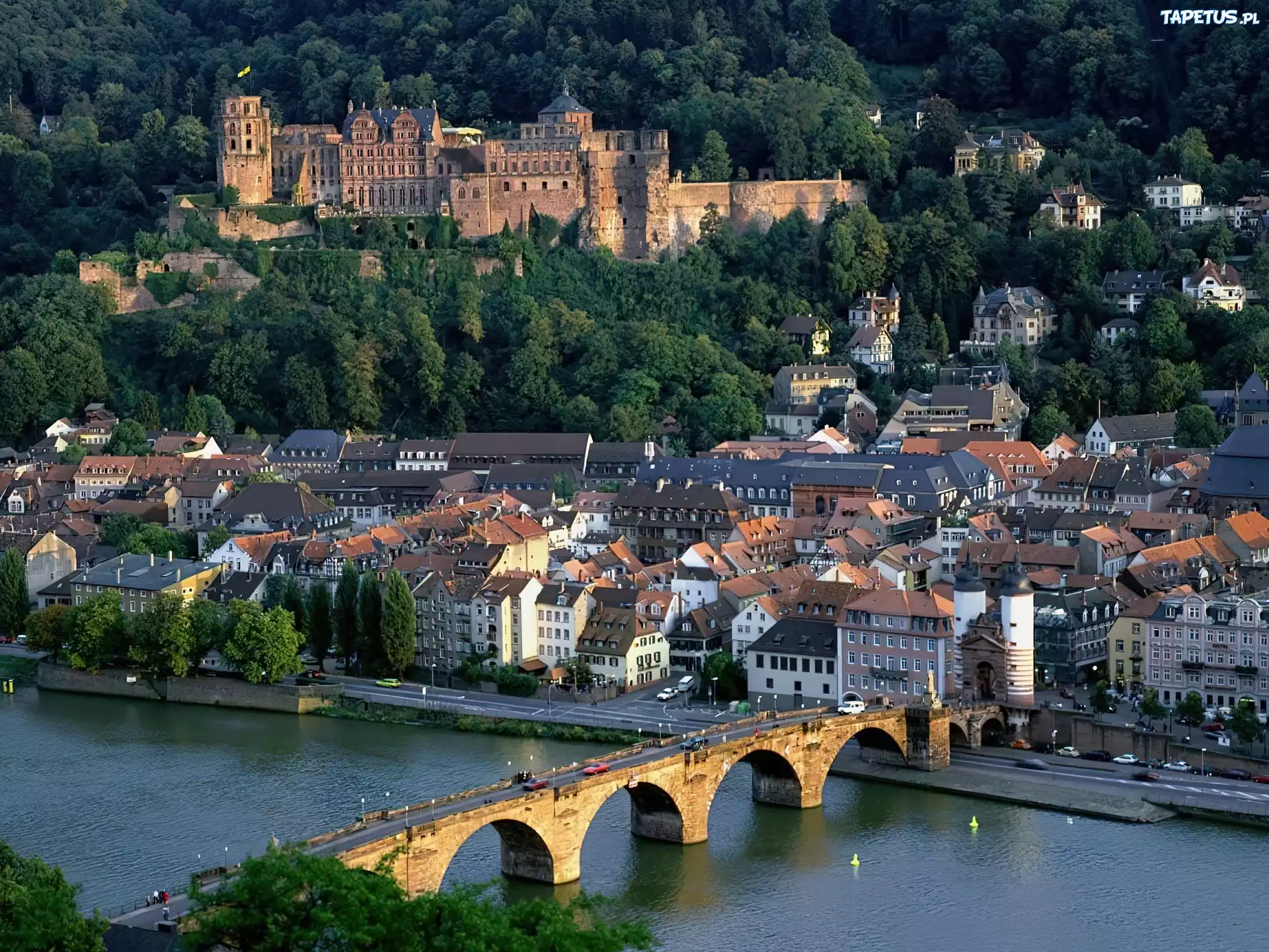 Heidelberg, Panorama, Miasta, Rzeka, Most, Zamek