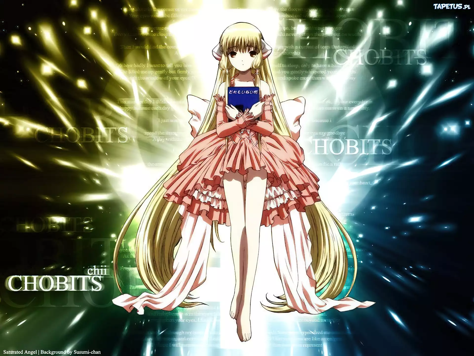Chobits, kobieta, książka, włosy