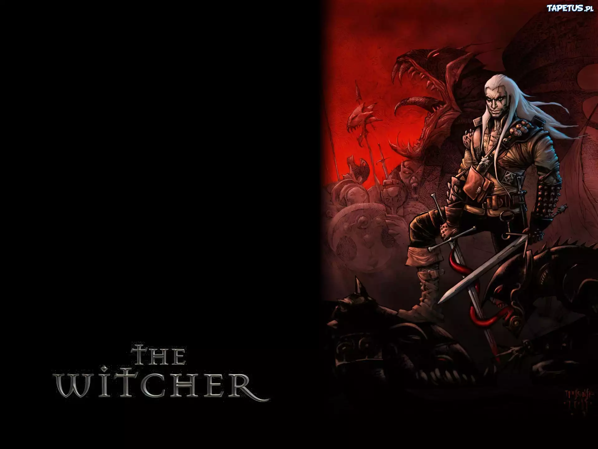miecz, potwór, mężczyzna, The Witcher