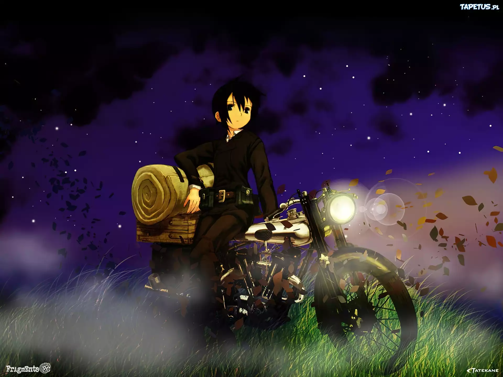 Kino No Tabi, człowiek, motor, noc