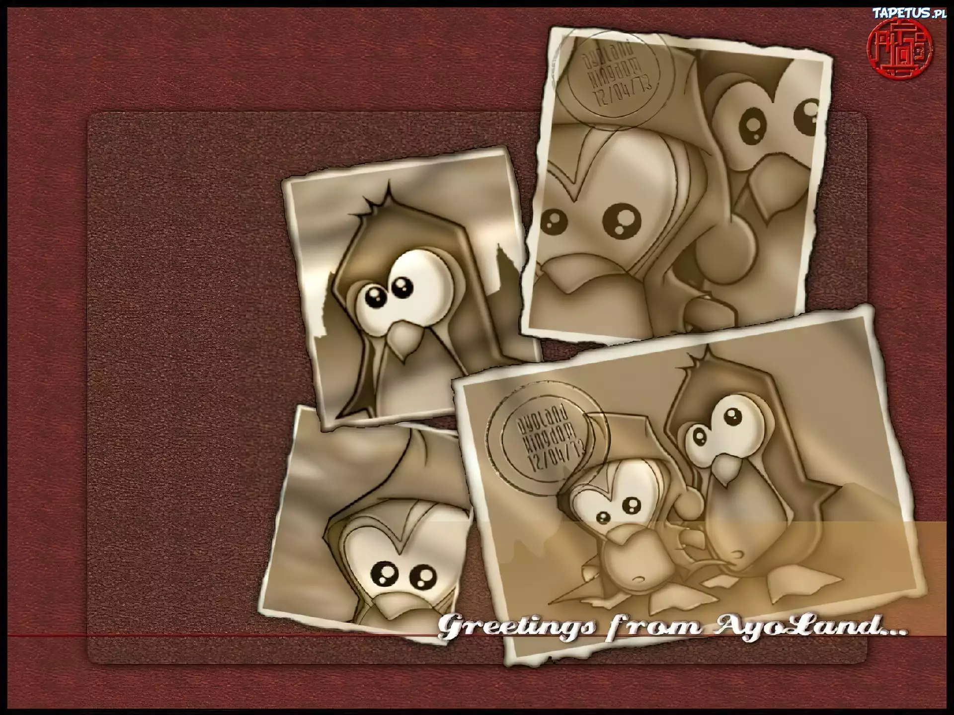 pingwin, oczy, zdjęcia, sepia, gafika, Linux