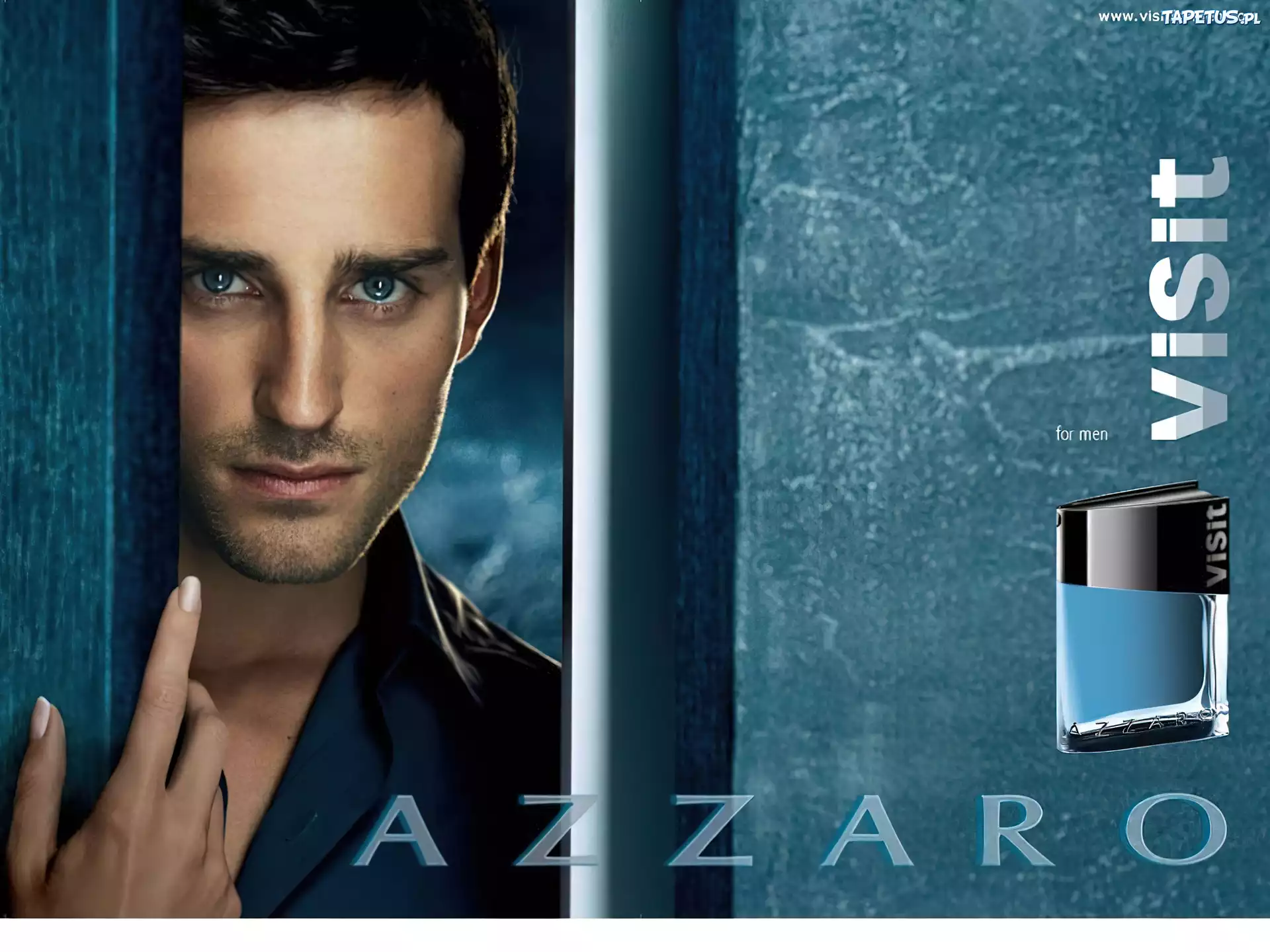 Azzaro, mężczyzna, dłoń, perfumy, flakon, visit