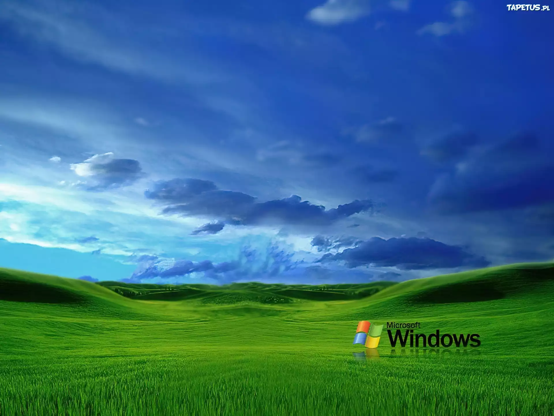 Windows XP, łąki, Chmury