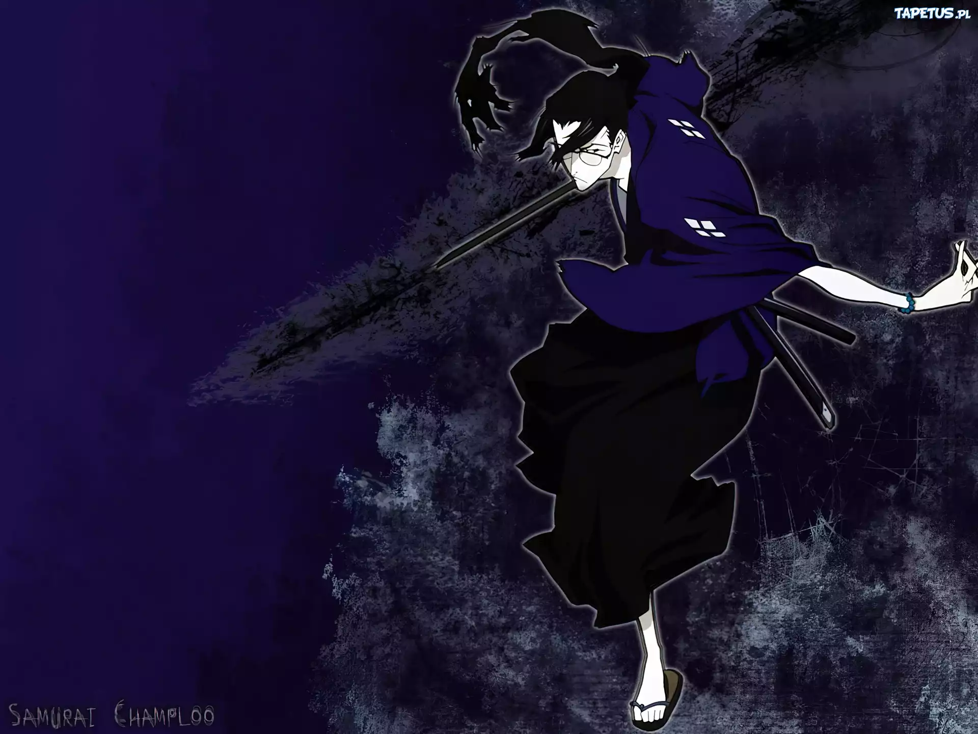 Samurai Champloo, czarne włosy, okulary