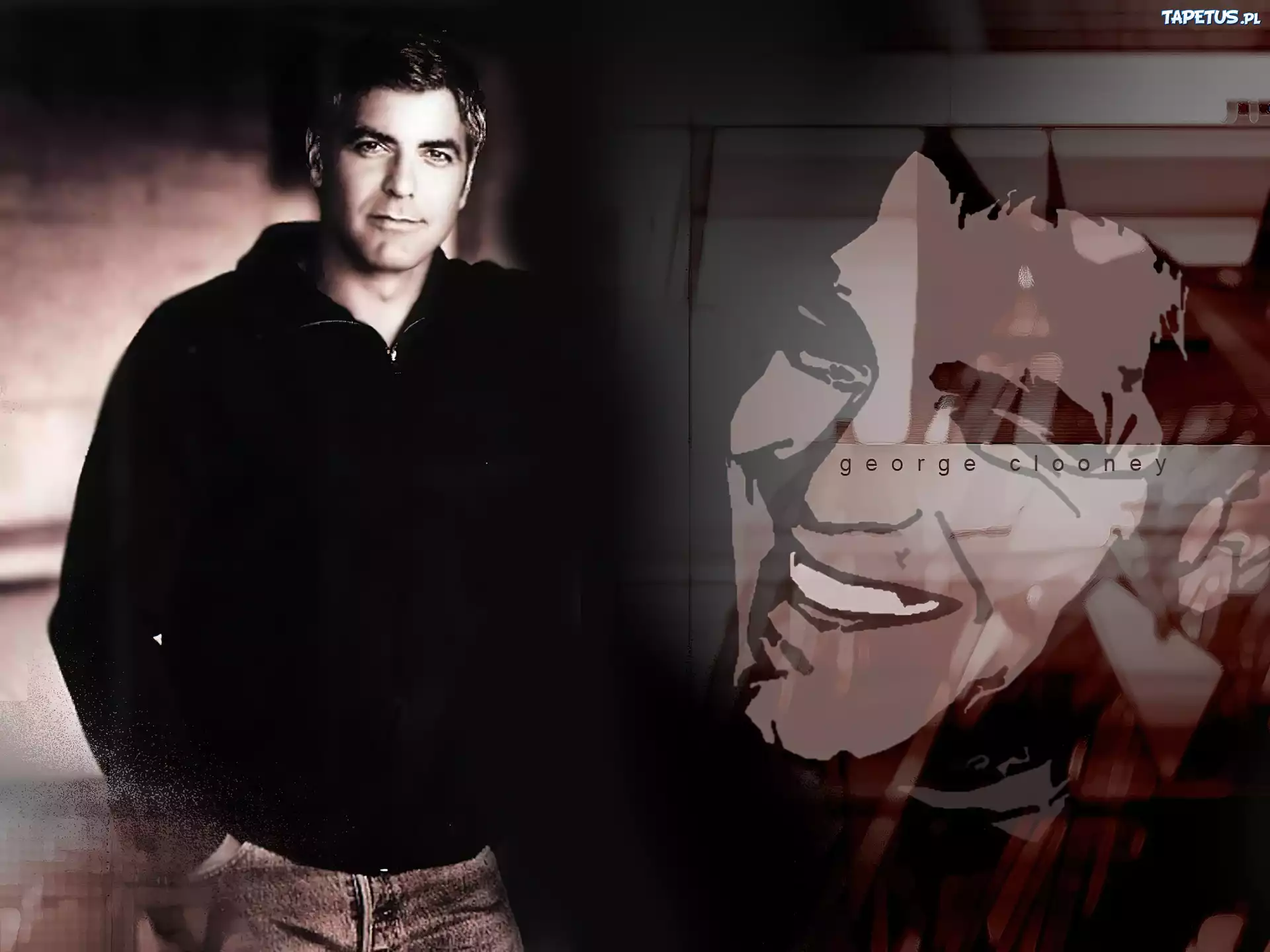George Clooney,czarna bluza, uśmiech