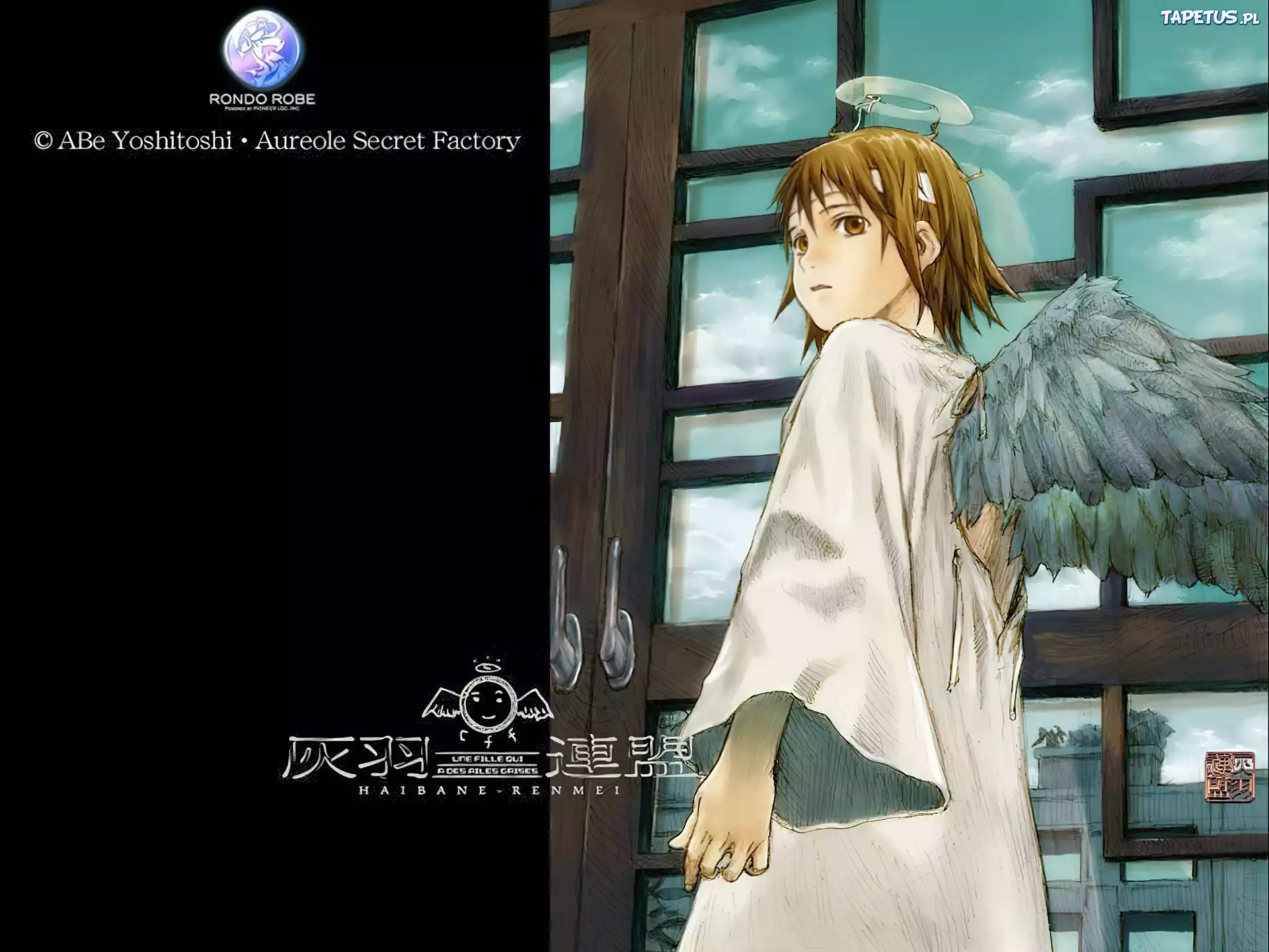 Haibane Renmei, drzwi, wrota, kobieta, angel