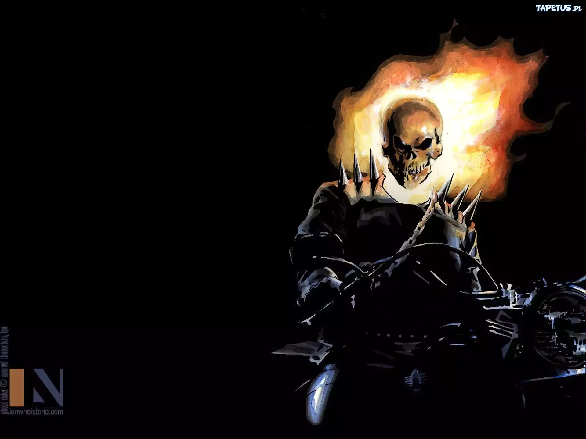 Ghost Rider, Motor, Czarne, Tło, Postać