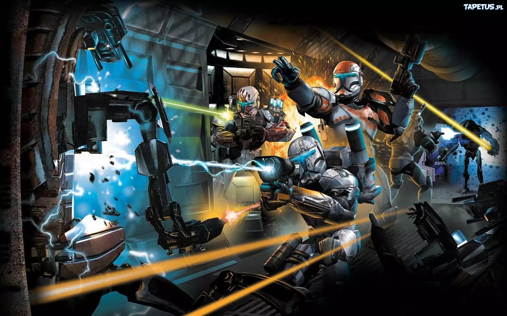 Star Wars, roboty, postrzał, wybuch