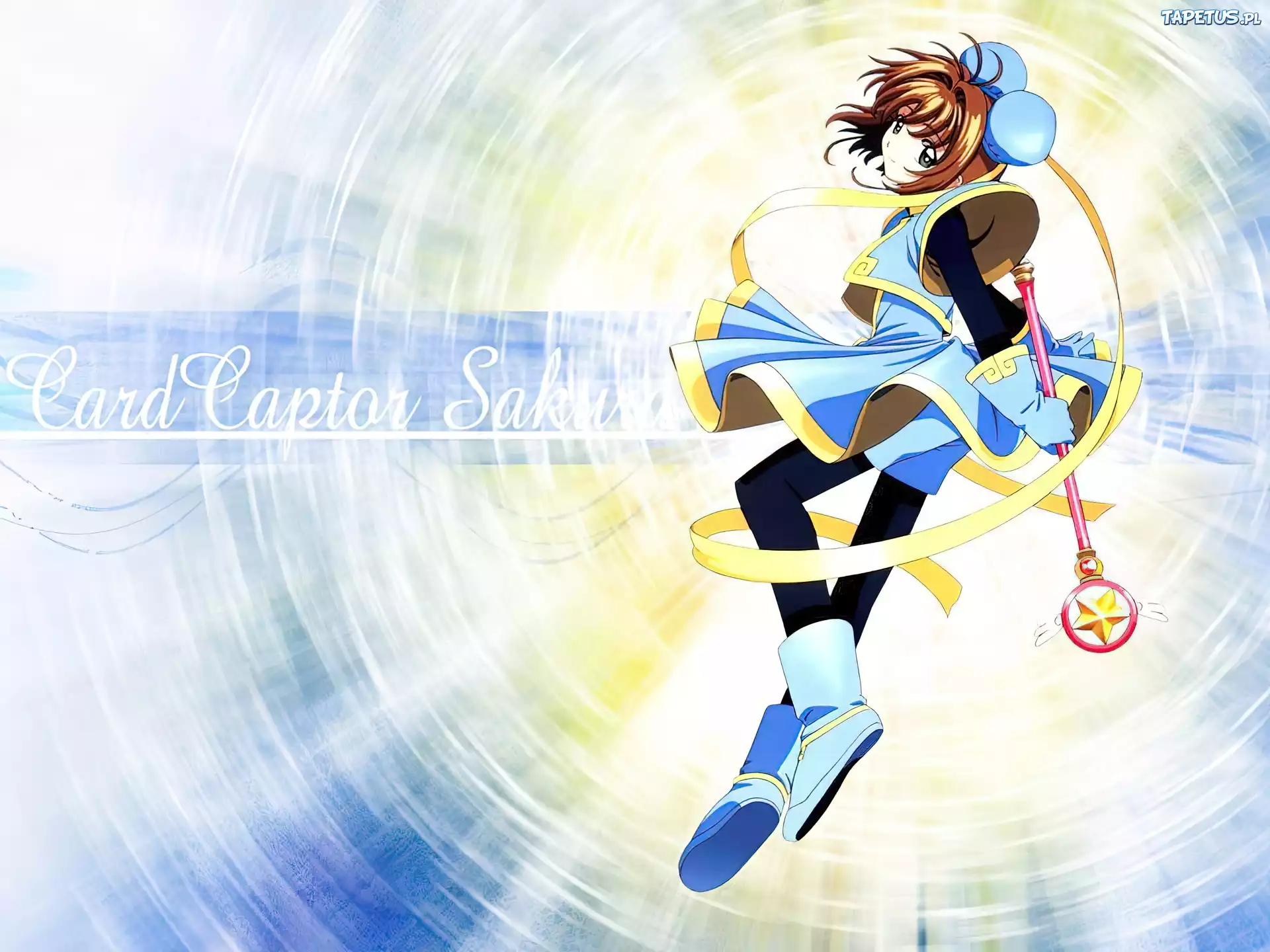 Cardcaptor Sakura, kobieta, napisy, szarfa, kij