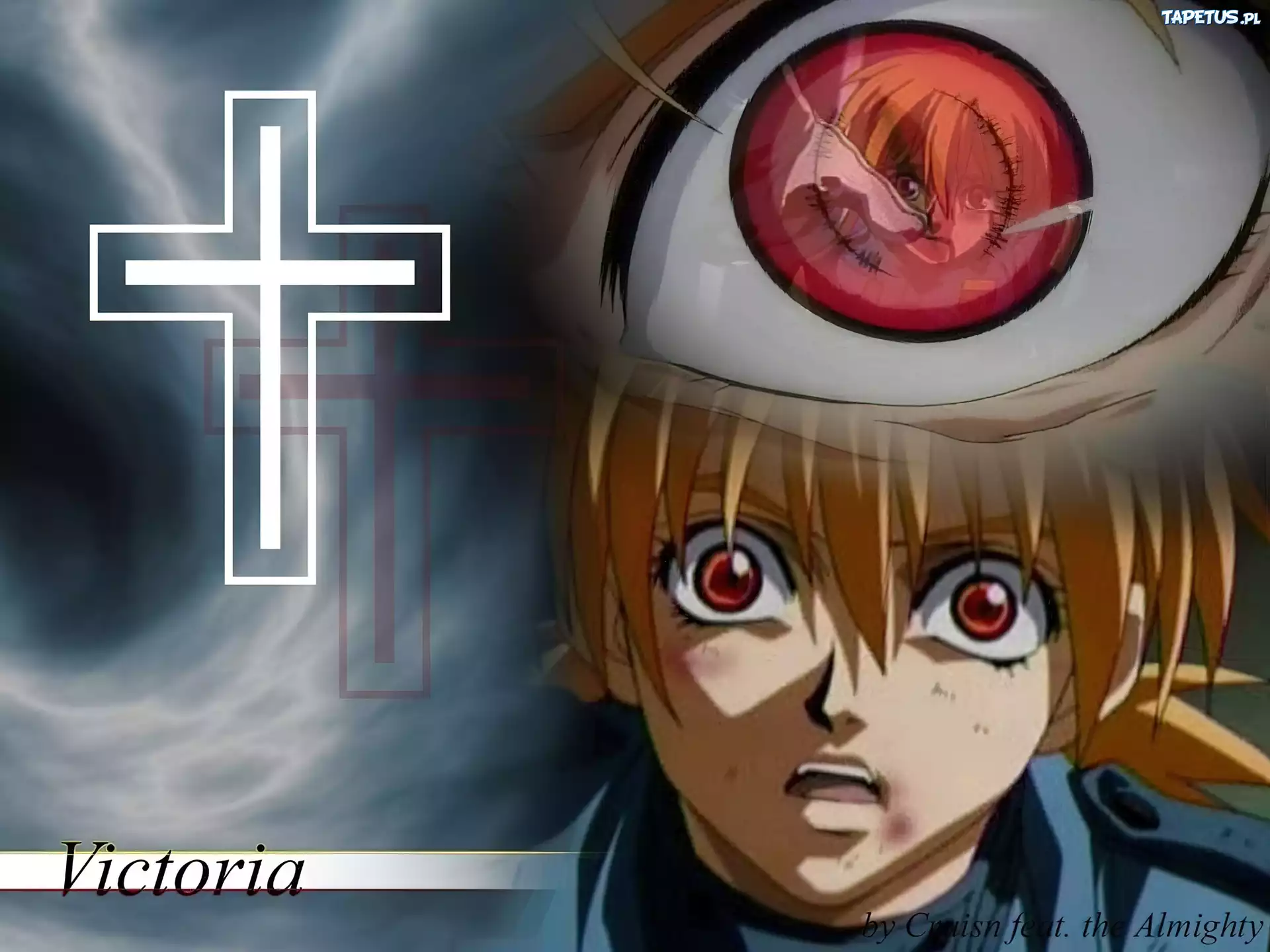 Hellsing, oko, twarz, krzyż