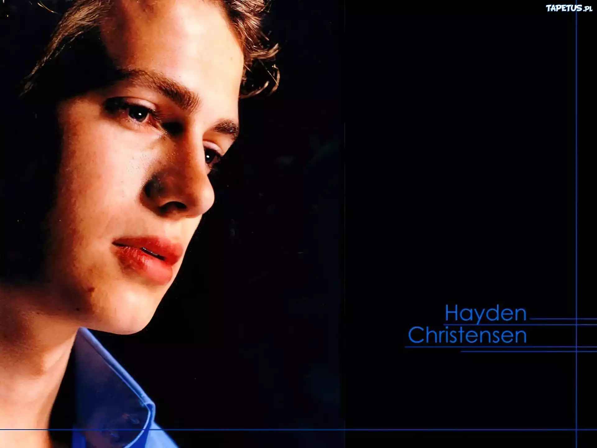 Hayden Christensen,niebieska koszula